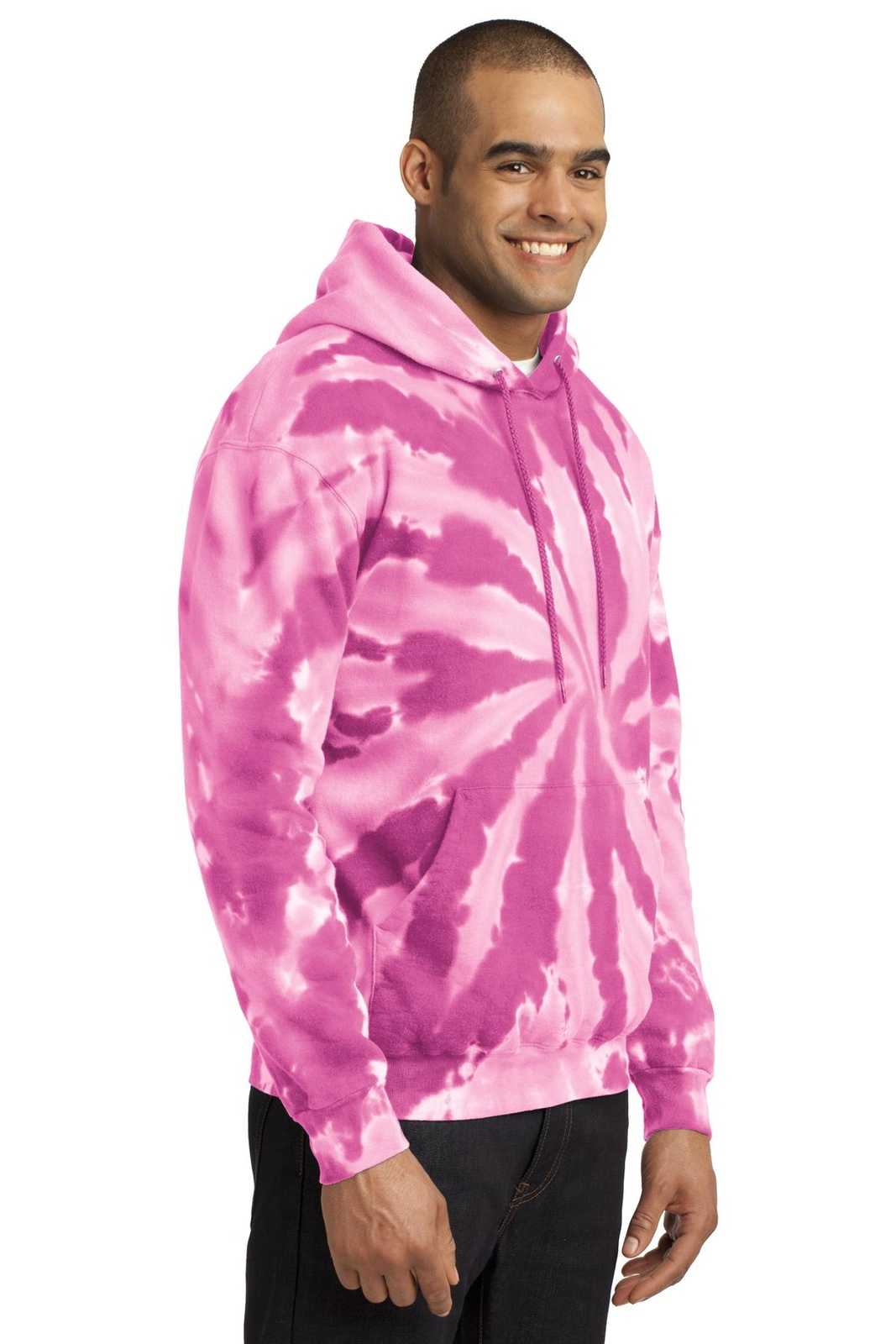 Port &amp; Company PC146 Tie-Dye Pullover Hooded Sweatshirt - Pink - HIT a Double - 4