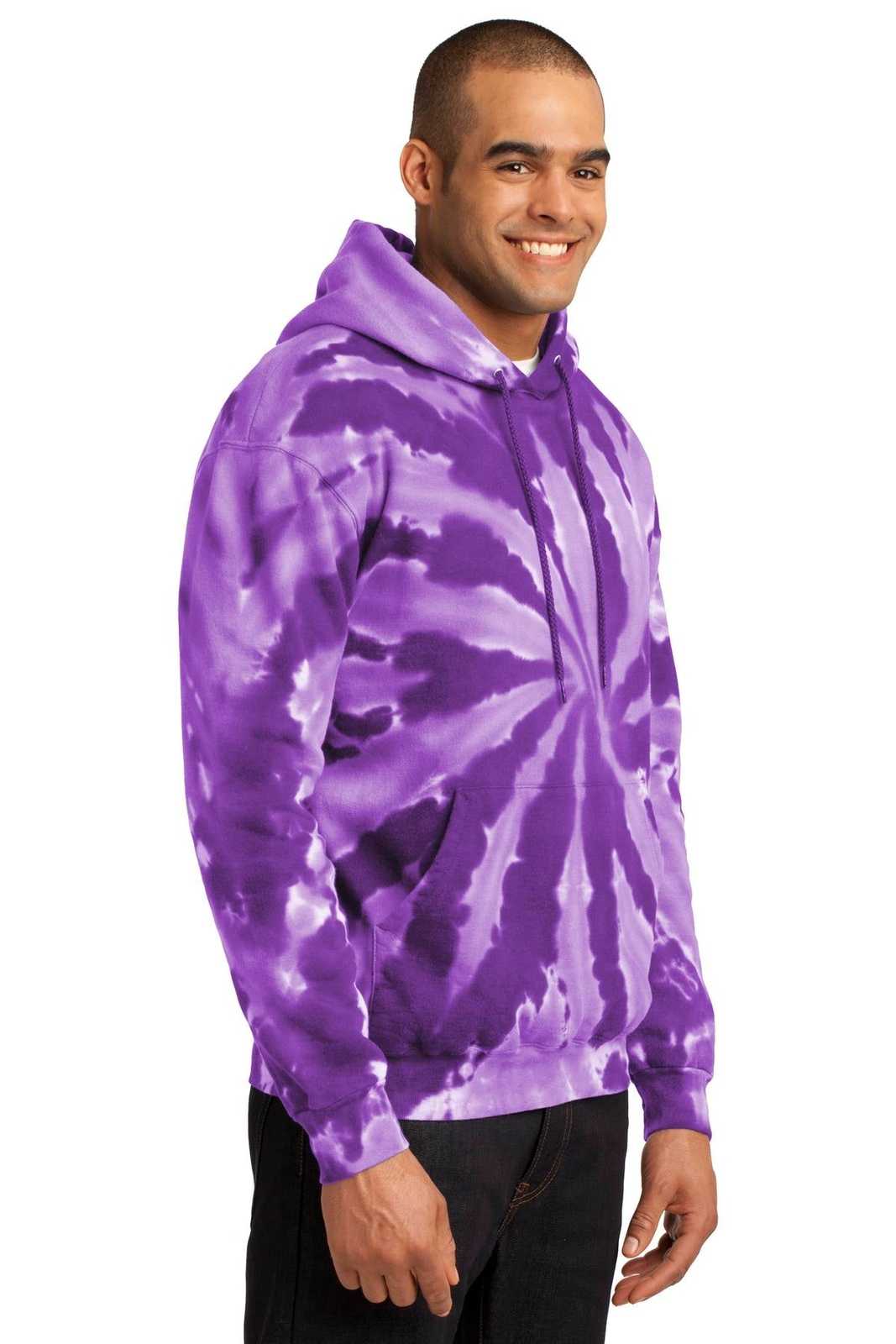 Port &amp; Company PC146 Tie-Dye Pullover Hooded Sweatshirt - Purple - HIT a Double - 4