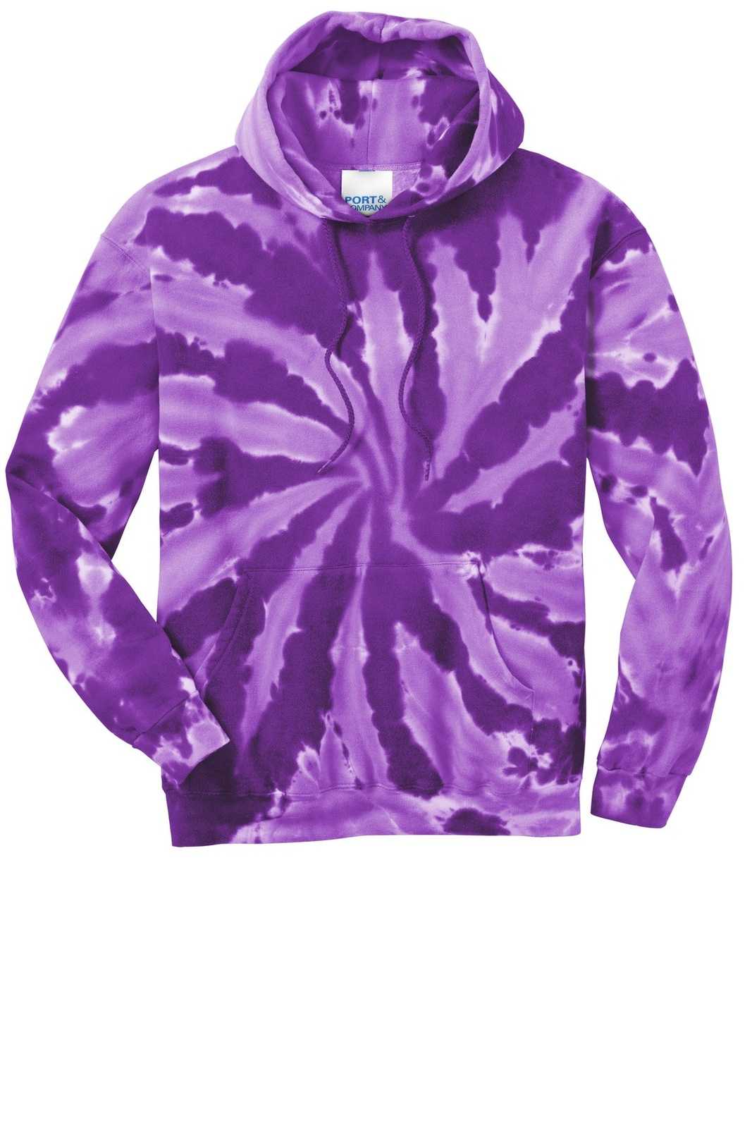 Port &amp; Company PC146 Tie-Dye Pullover Hooded Sweatshirt - Purple - HIT a Double - 5