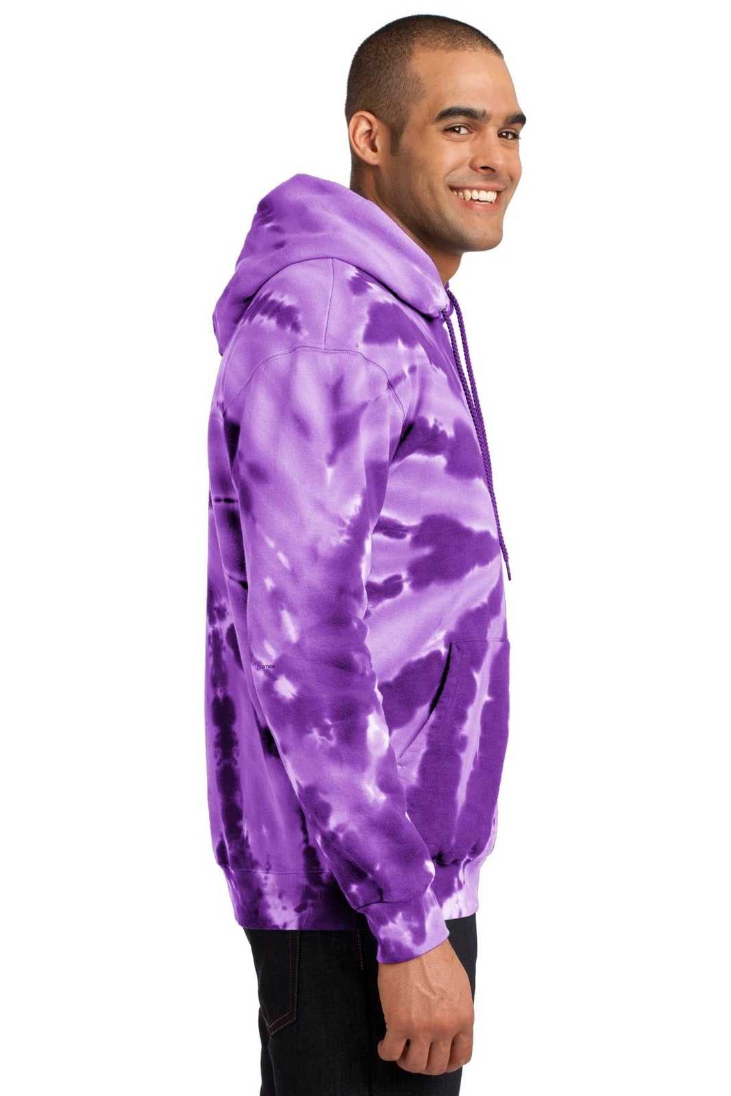 Port &amp; Company PC146 Tie-Dye Pullover Hooded Sweatshirt - Purple - HIT a Double - 3