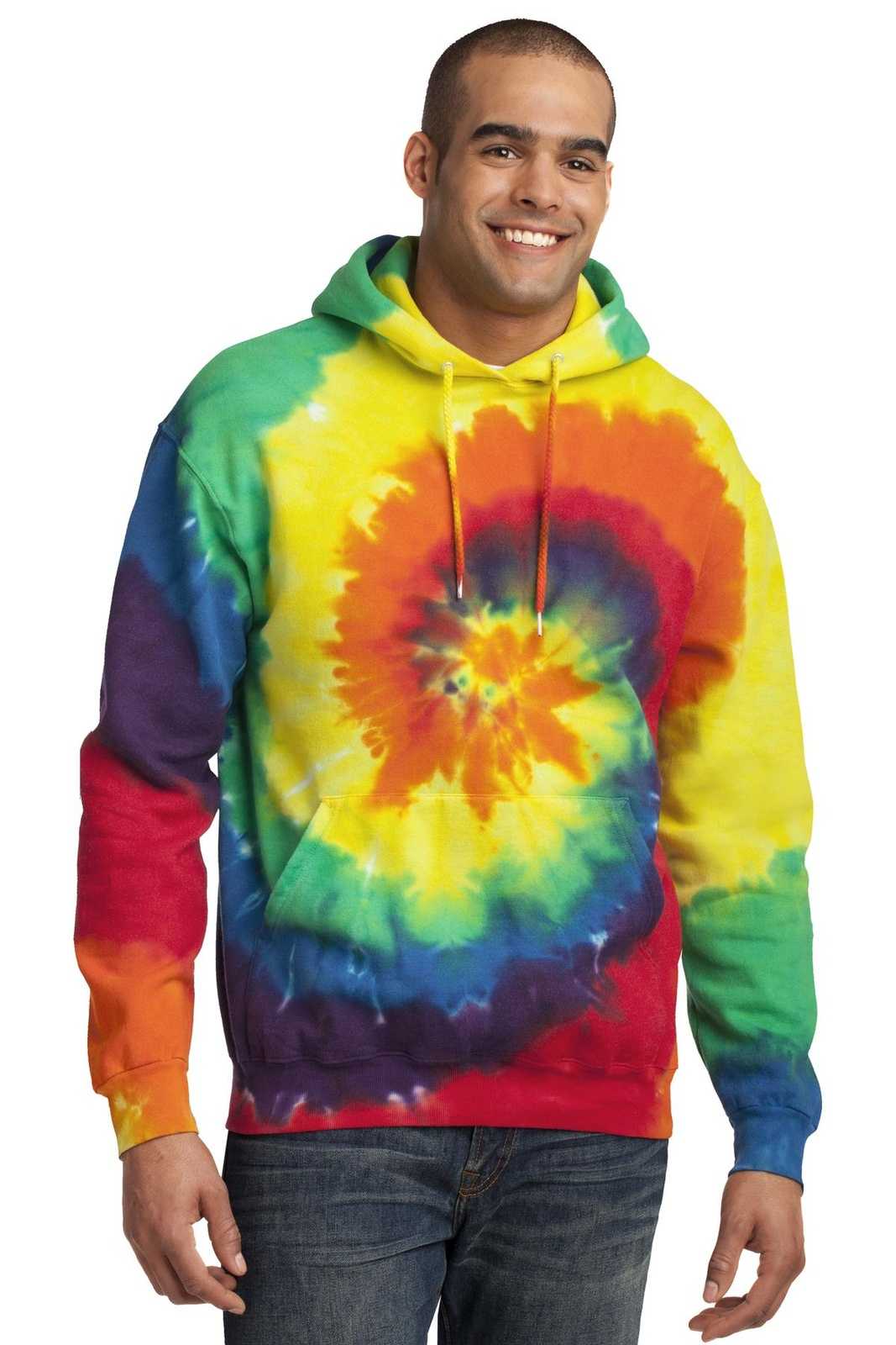 Port &amp; Company PC146 Tie-Dye Pullover Hooded Sweatshirt - Rainbow - HIT a Double - 1