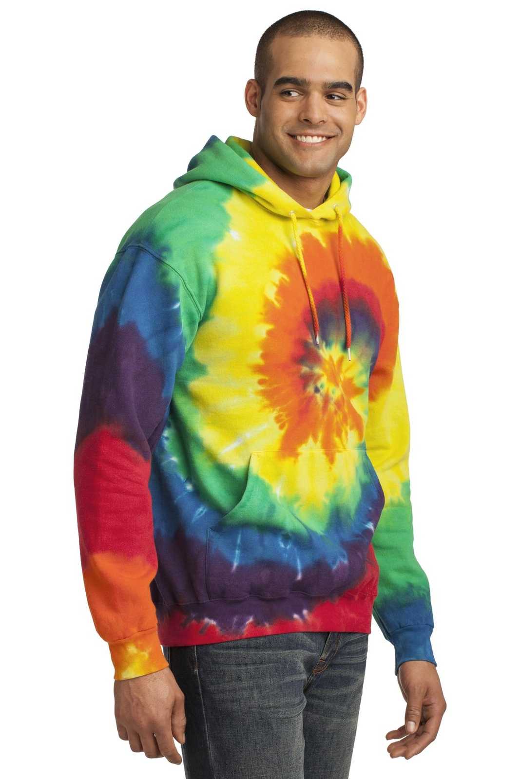 Port &amp; Company PC146 Tie-Dye Pullover Hooded Sweatshirt - Rainbow - HIT a Double - 4
