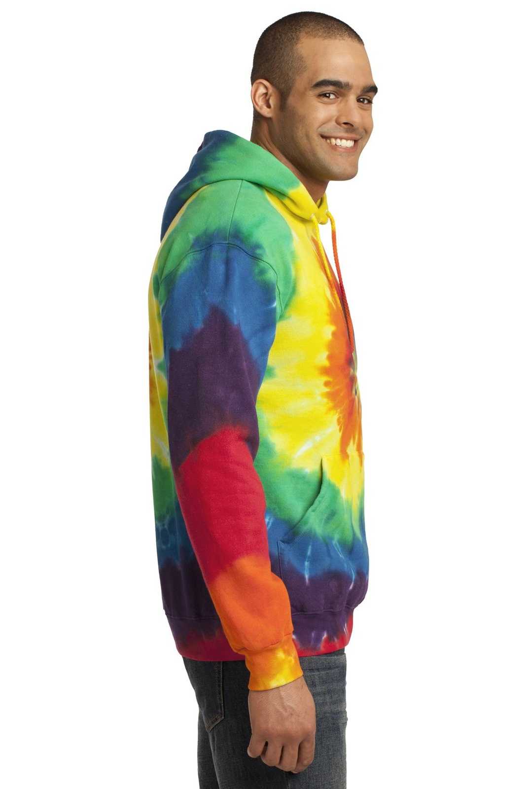 Port &amp; Company PC146 Tie-Dye Pullover Hooded Sweatshirt - Rainbow - HIT a Double - 3