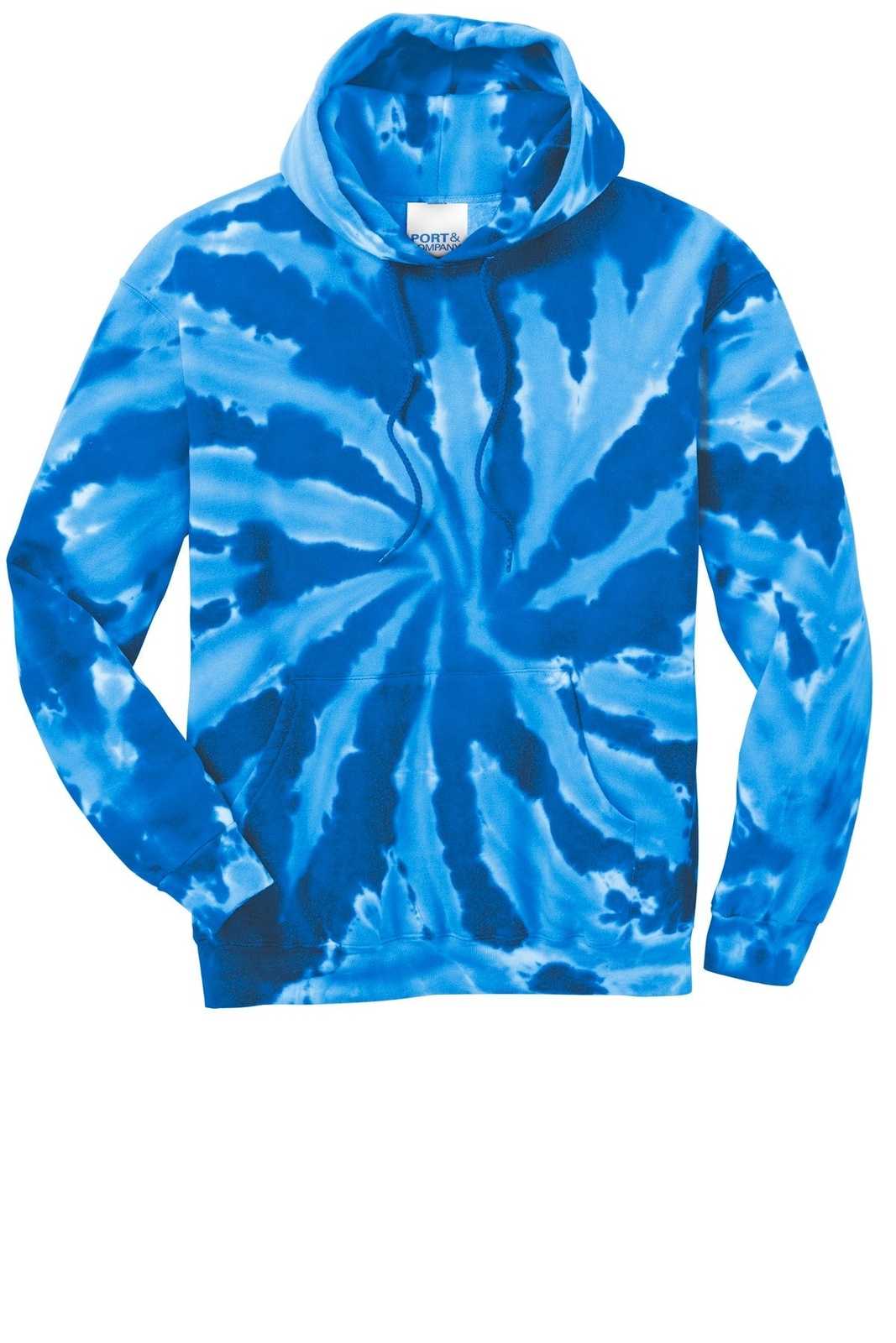 Port &amp; Company PC146 Tie-Dye Pullover Hooded Sweatshirt - Royal - HIT a Double - 5