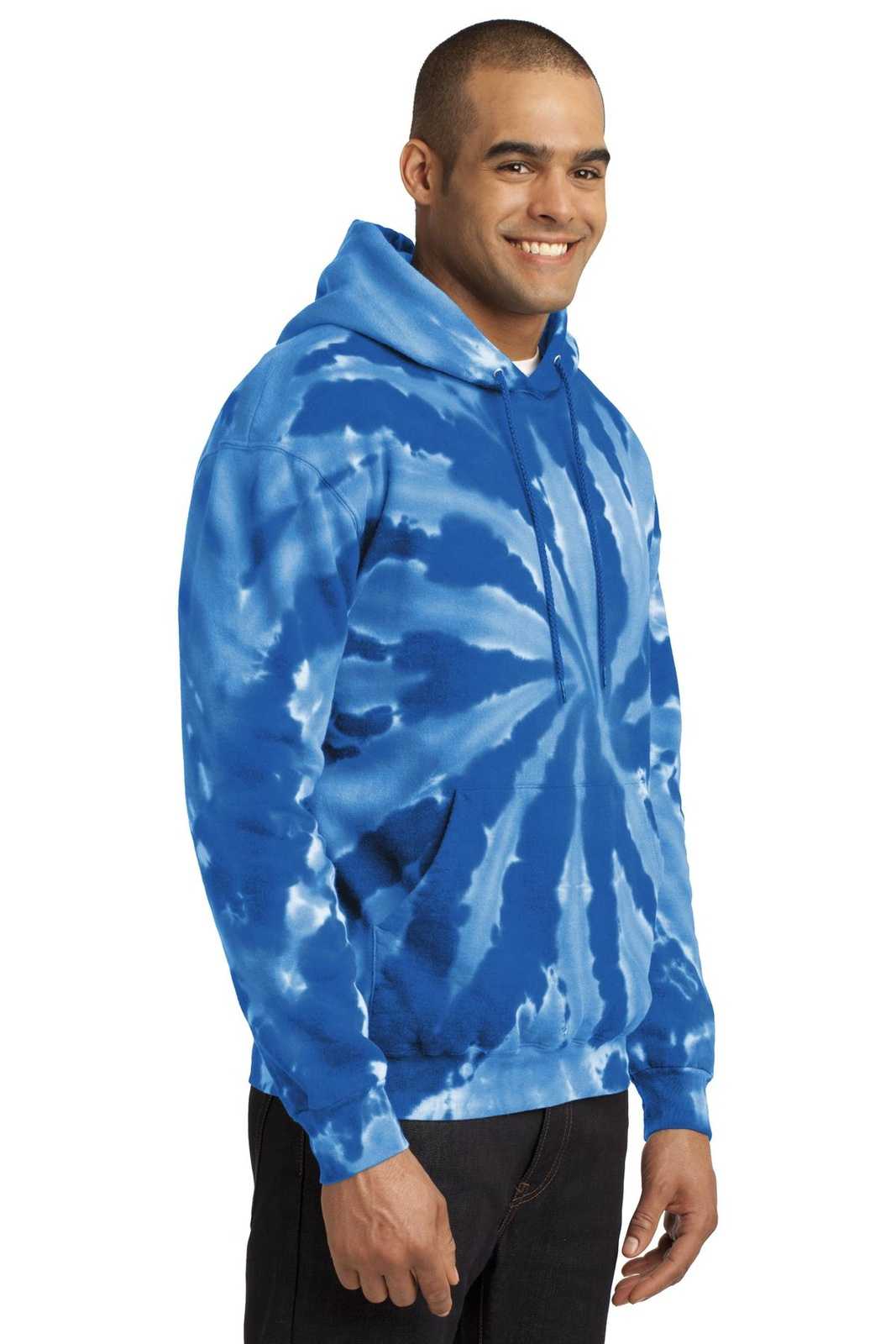 Port &amp; Company PC146 Tie-Dye Pullover Hooded Sweatshirt - Royal - HIT a Double - 4