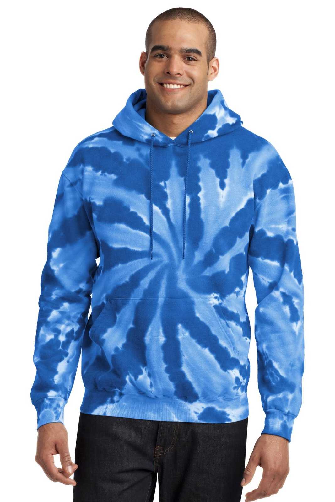 Port &amp; Company PC146 Tie-Dye Pullover Hooded Sweatshirt - Royal - HIT a Double - 1