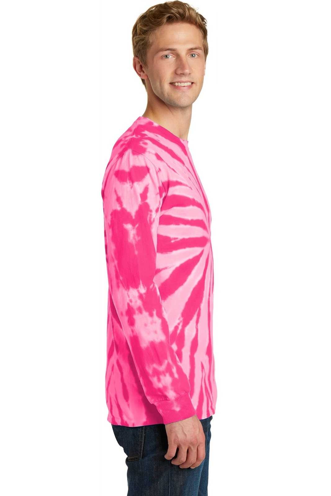 Port &amp; Company PC147LS Tie-Dye Long Sleeve Tee - Pink - HIT a Double - 3
