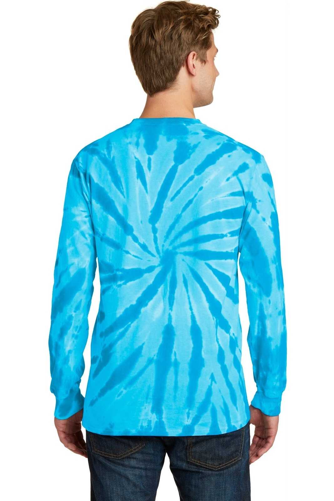 Port &amp; Company PC147LS Tie-Dye Long Sleeve Tee - Turquoise - HIT a Double - 2