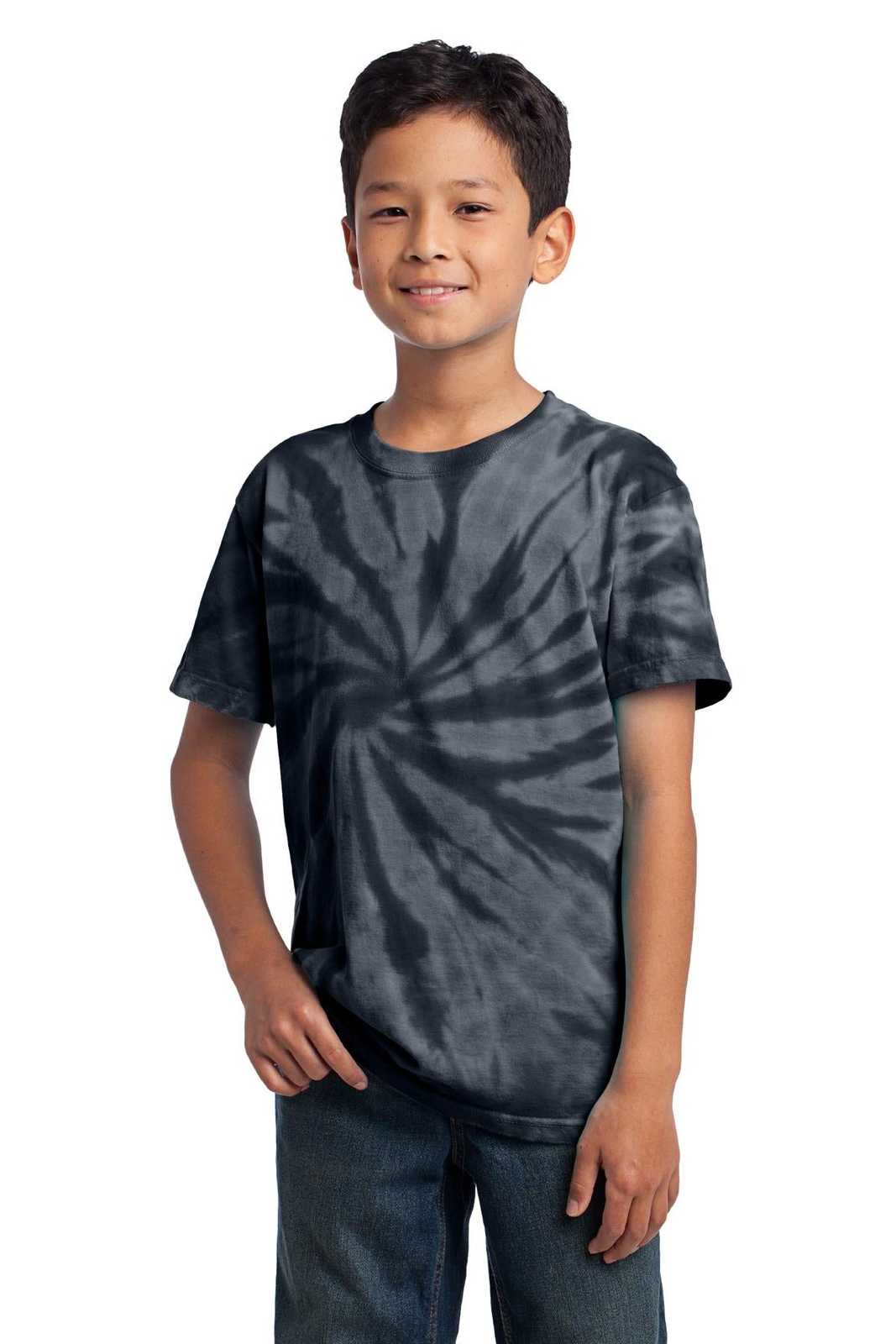 Port &amp; Company PC147Y Youth Tie-Dye Tee - Black - HIT a Double - 1