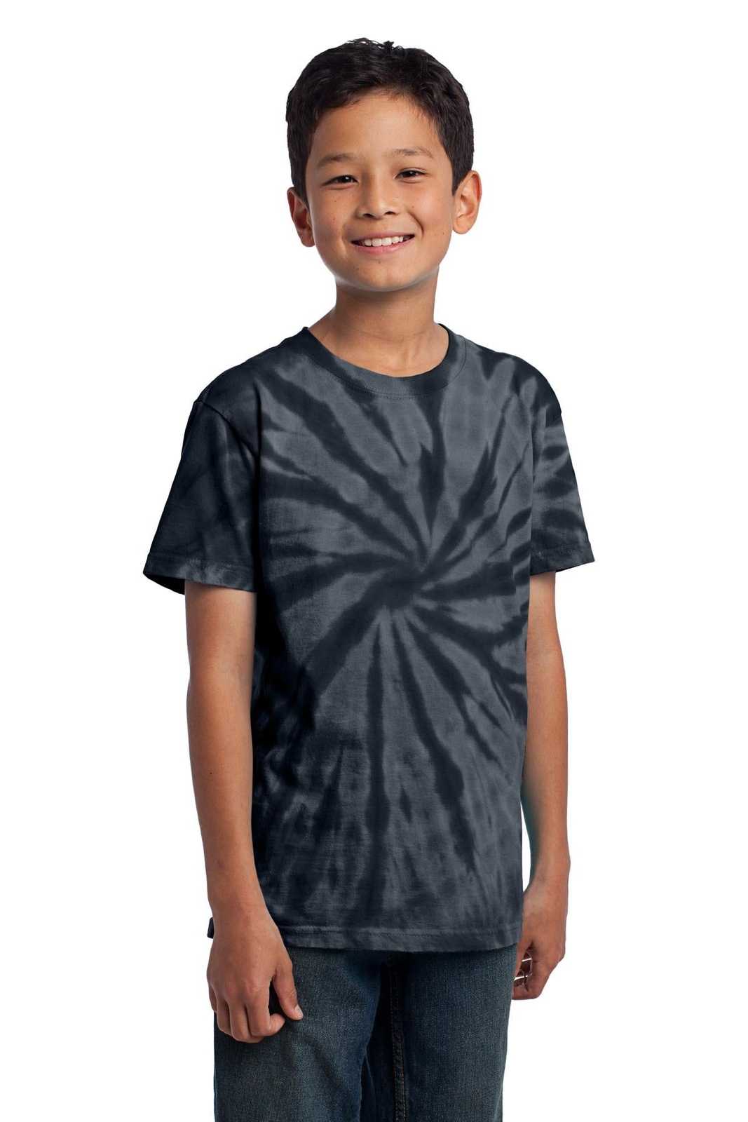 Port &amp; Company PC147Y Youth Tie-Dye Tee - Black - HIT a Double - 4