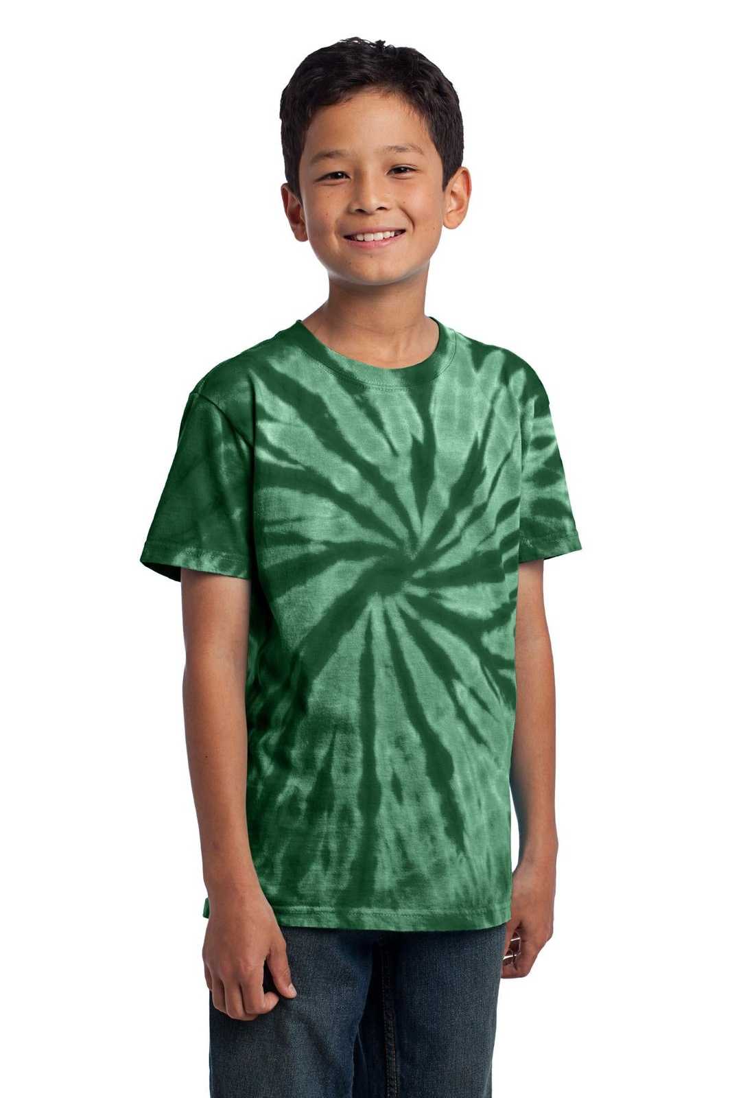 Port &amp; Company PC147Y Youth Tie-Dye Tee - Forest Green - HIT a Double - 4