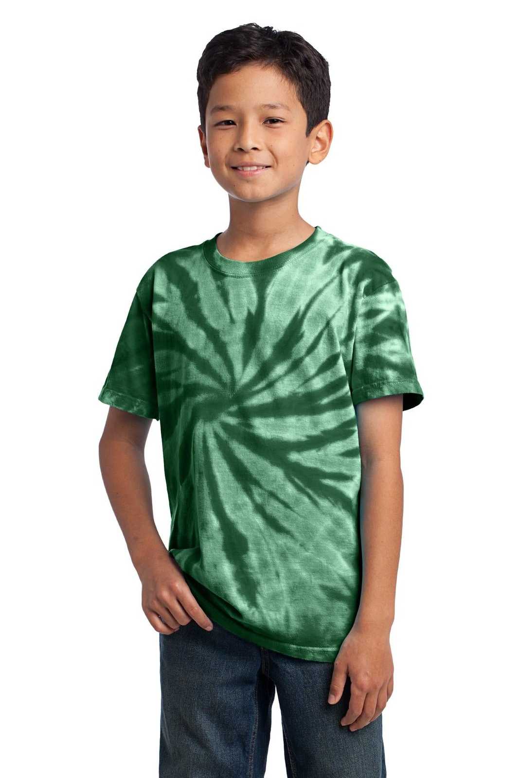 Port &amp; Company PC147Y Youth Tie-Dye Tee - Forest Green - HIT a Double - 1