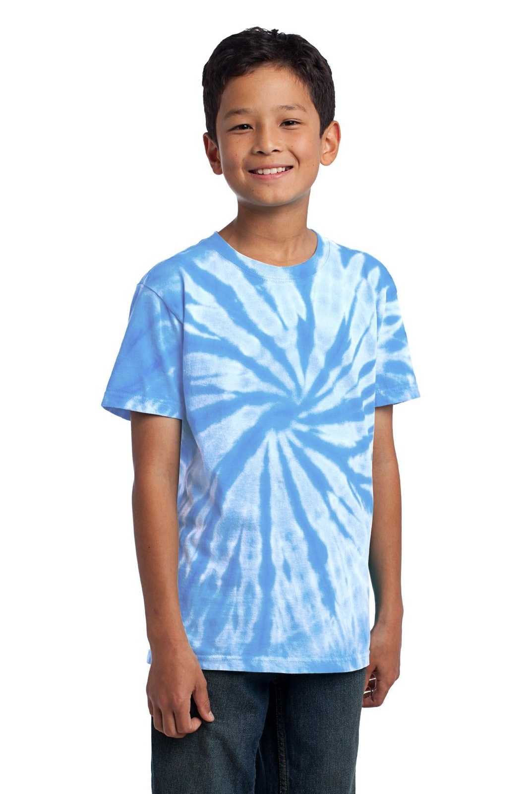 Port &amp; Company PC147Y Youth Tie-Dye Tee - Light Blue - HIT a Double - 4