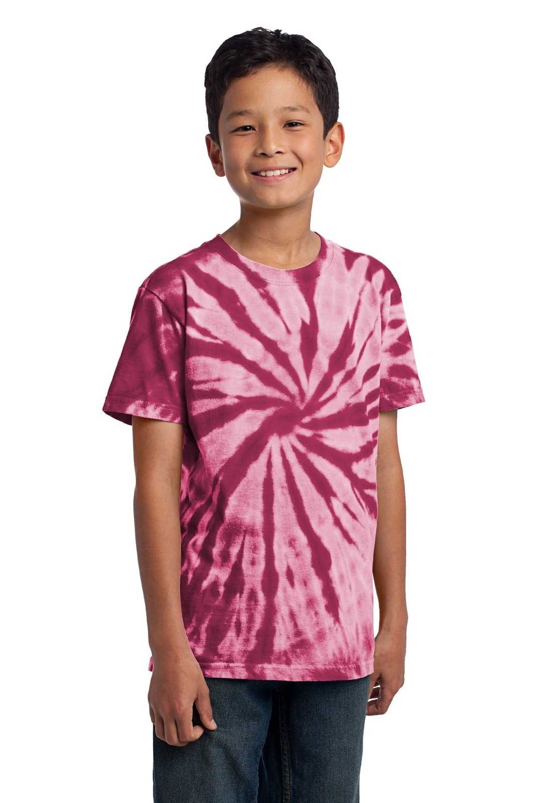 Port &amp; Company PC147Y Youth Tie-Dye Tee - Maroon - HIT a Double - 4
