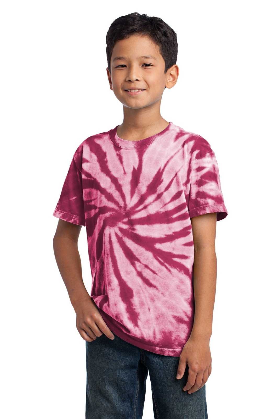 Port &amp; Company PC147Y Youth Tie-Dye Tee - Maroon - HIT a Double - 1