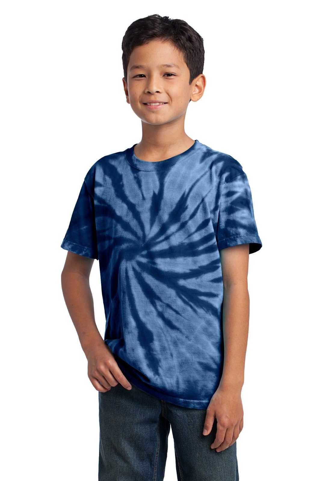 Port &amp; Company PC147Y Youth Tie-Dye Tee - Navy - HIT a Double - 1
