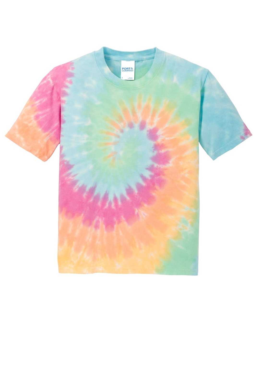Port &amp; Company PC147Y Youth Tie-Dye Tee - Pastel Rainbow - HIT a Double - 5