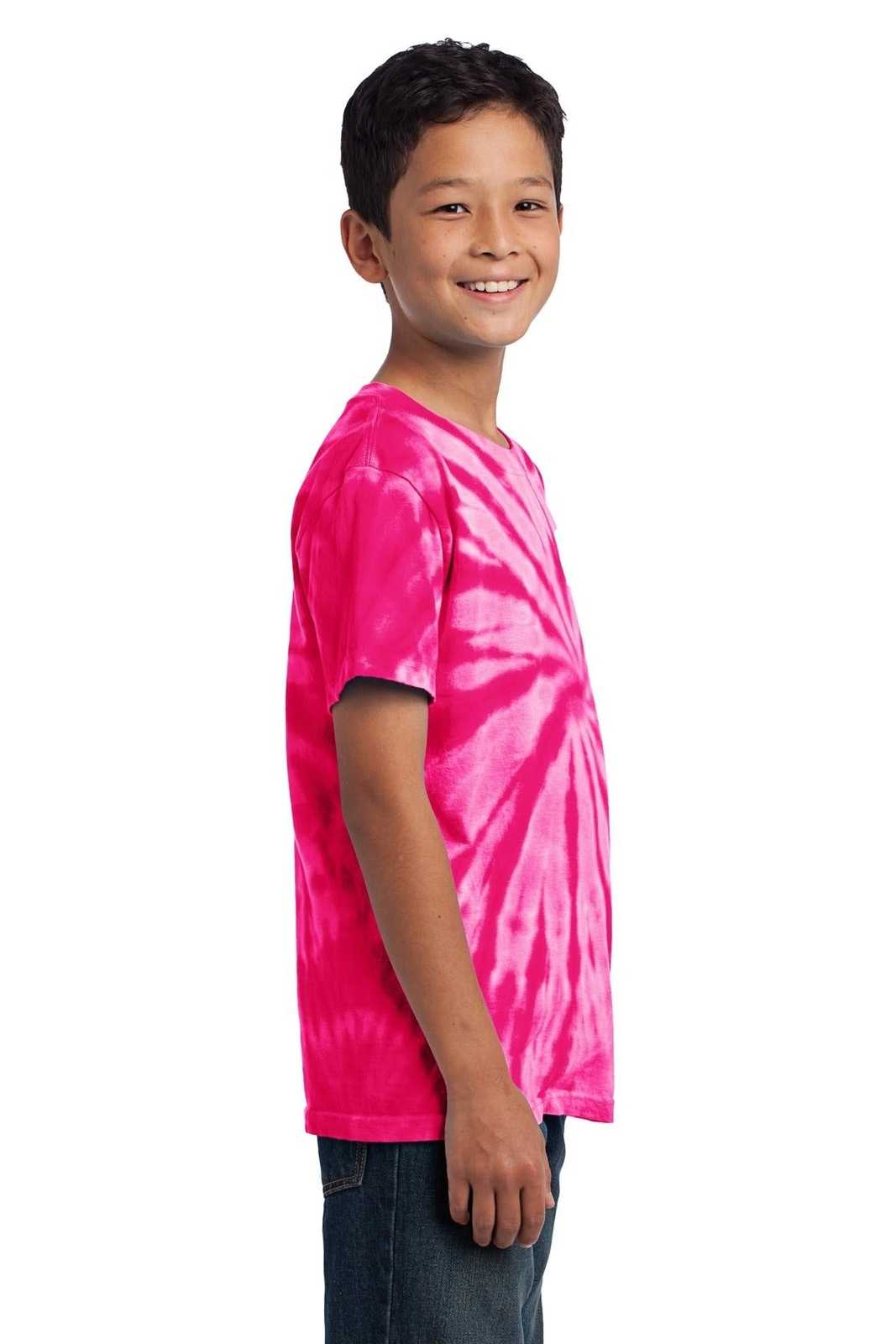 Port &amp; Company PC147Y Youth Tie-Dye Tee - Pink - HIT a Double - 3