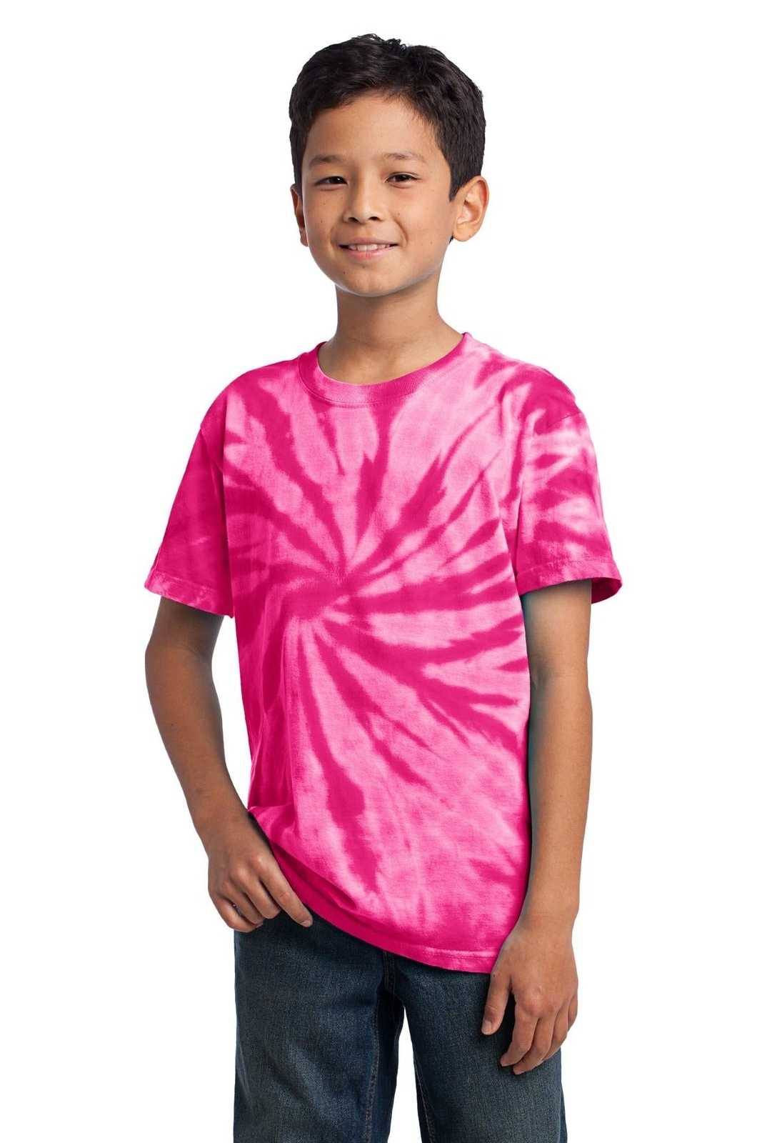 Port &amp; Company PC147Y Youth Tie-Dye Tee - Pink - HIT a Double - 1