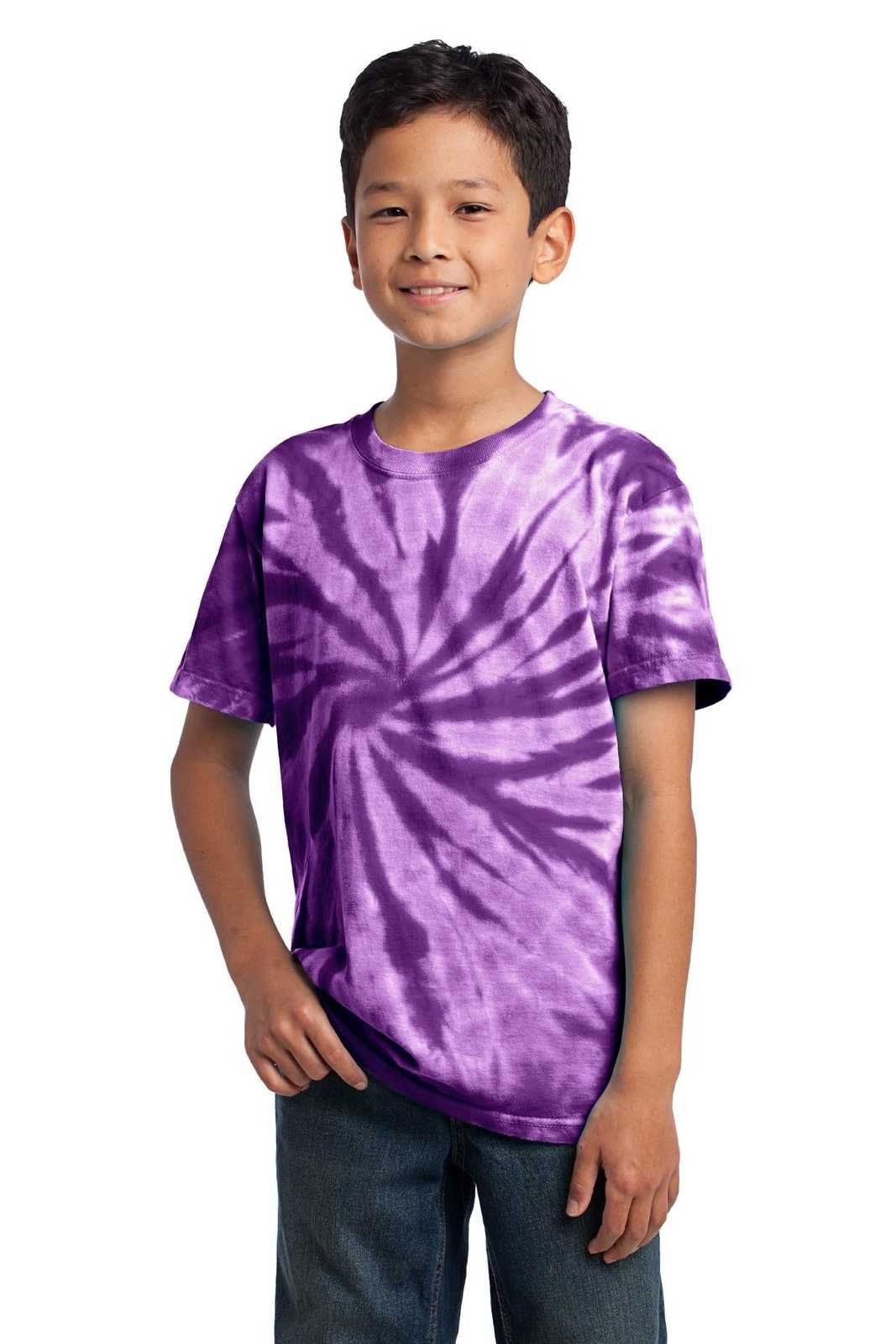 Port &amp; Company PC147Y Youth Tie-Dye Tee - Purple - HIT a Double - 1
