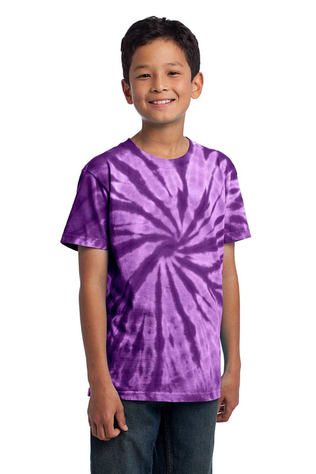 Port &amp; Company PC147Y Youth Tie-Dye Tee - Purple - HIT a Double - 4