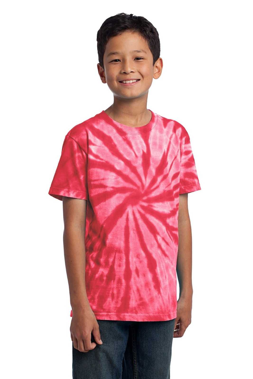 Port &amp; Company PC147Y Youth Tie-Dye Tee - Red - HIT a Double - 4