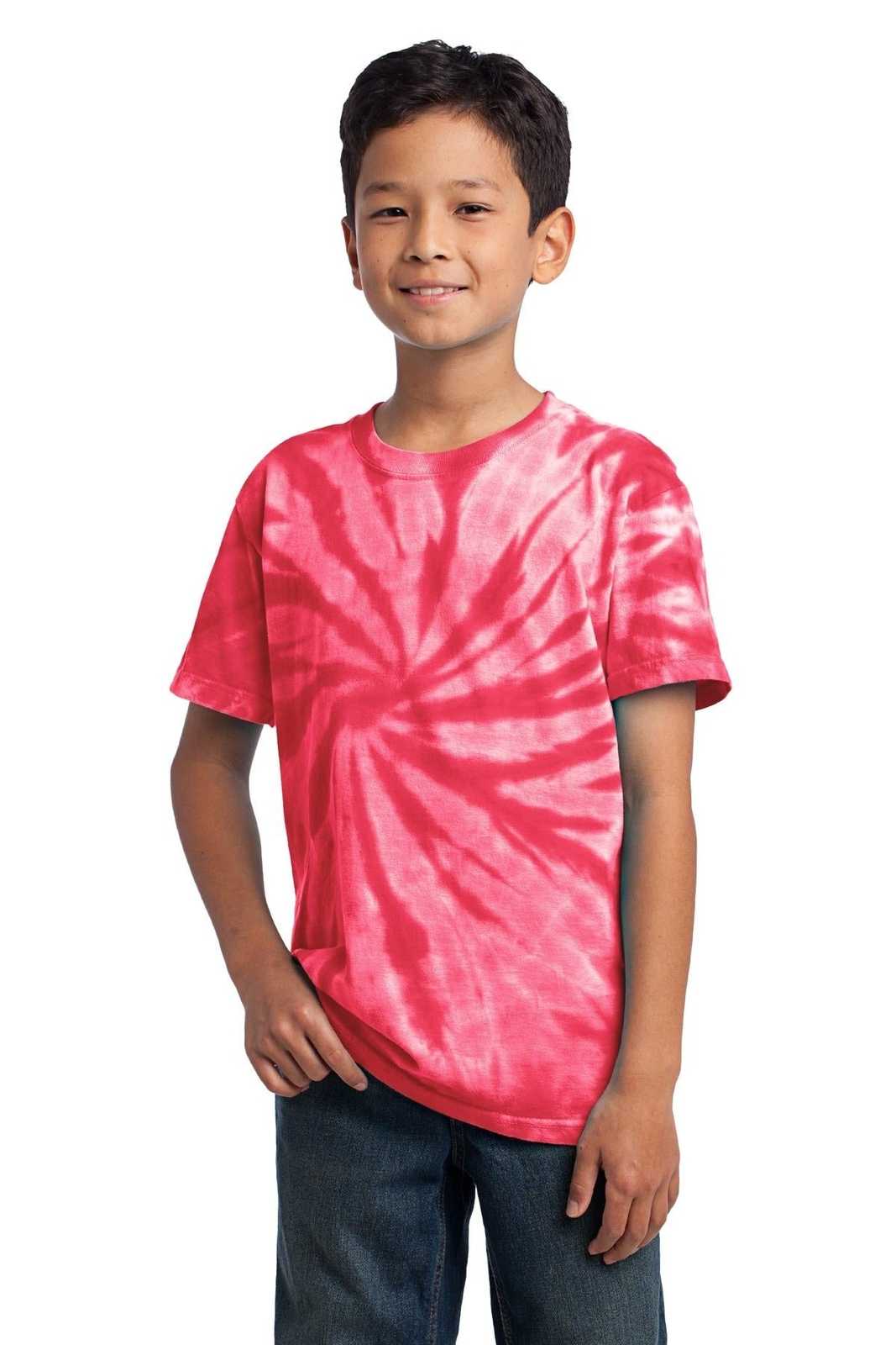 Port &amp; Company PC147Y Youth Tie-Dye Tee - Red - HIT a Double - 1