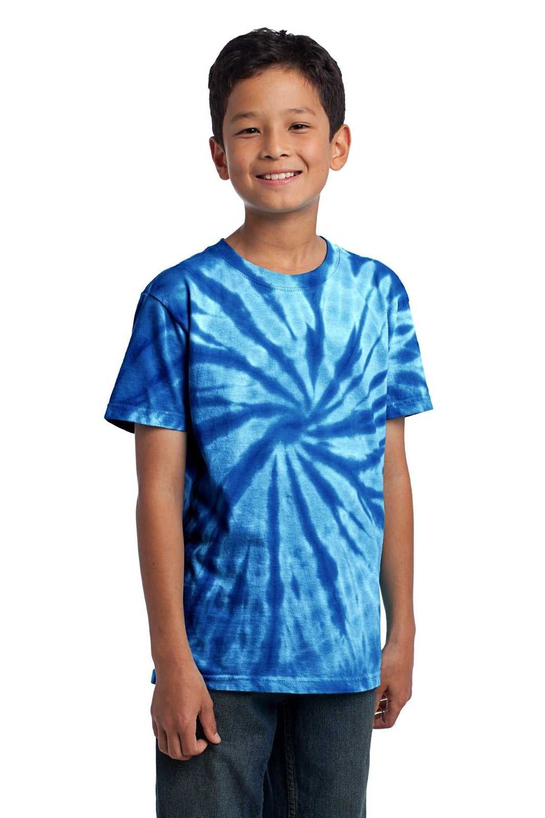 Port &amp; Company PC147Y Youth Tie-Dye Tee - Royal - HIT a Double - 4