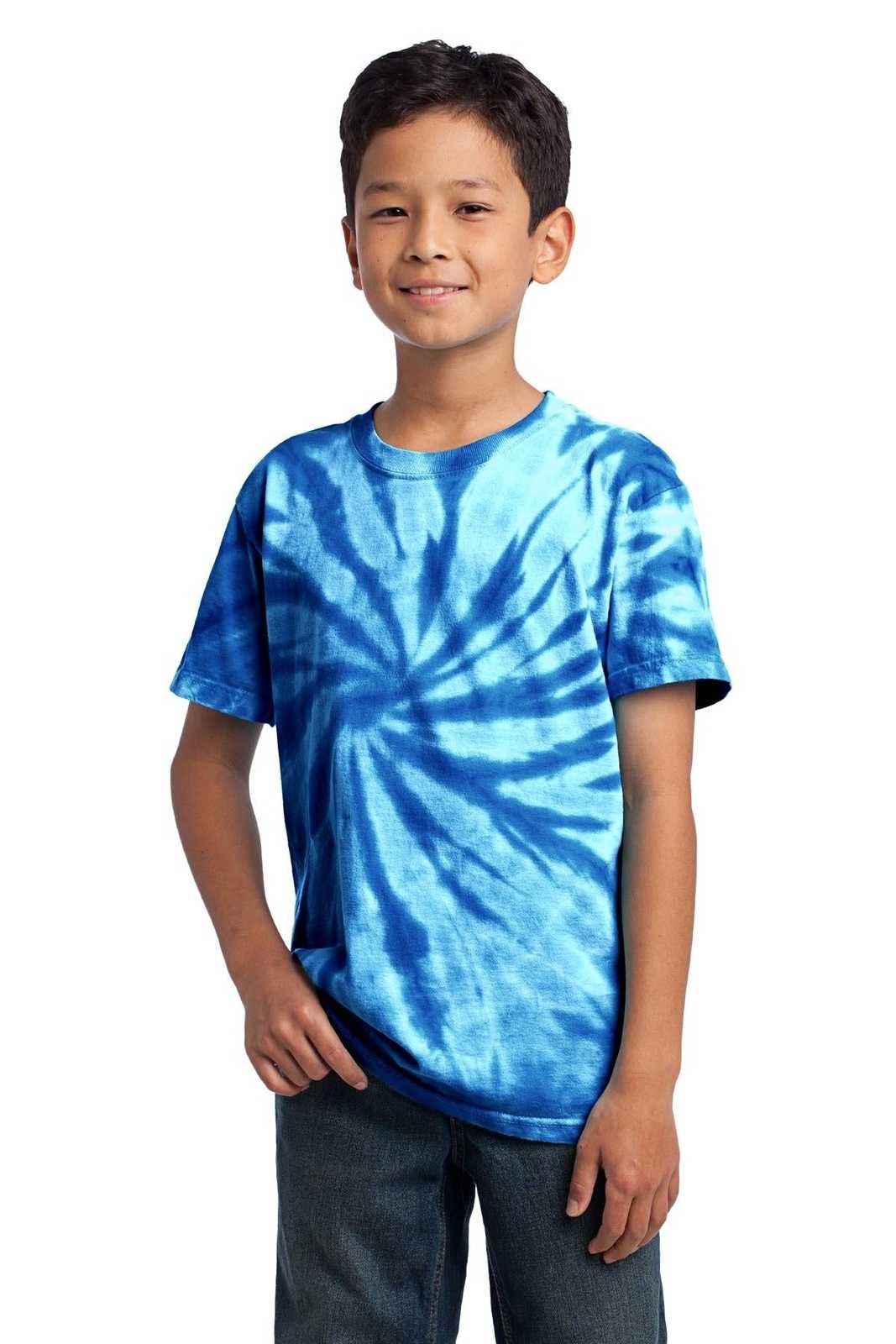 Port &amp; Company PC147Y Youth Tie-Dye Tee - Royal - HIT a Double - 1