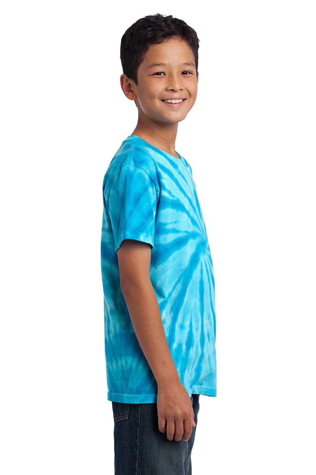 Port &amp; Company PC147Y Youth Tie-Dye Tee - Turquoise - HIT a Double - 3