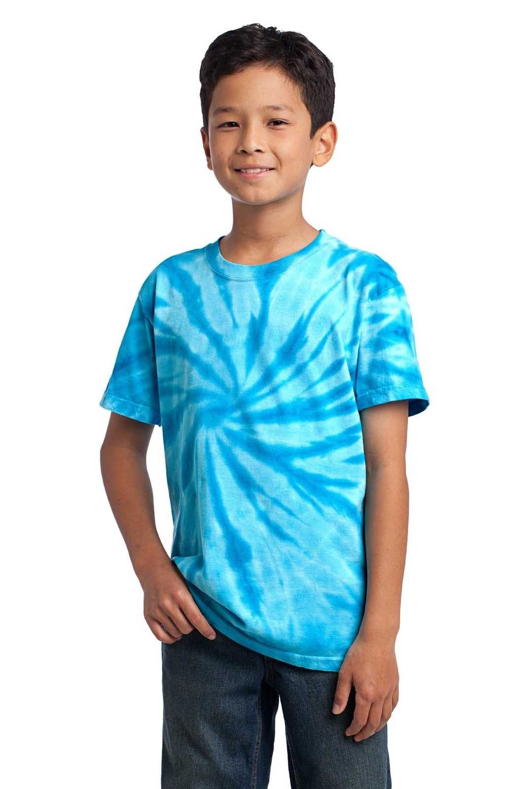Port &amp; Company PC147Y Youth Tie-Dye Tee - Turquoise - HIT a Double - 1