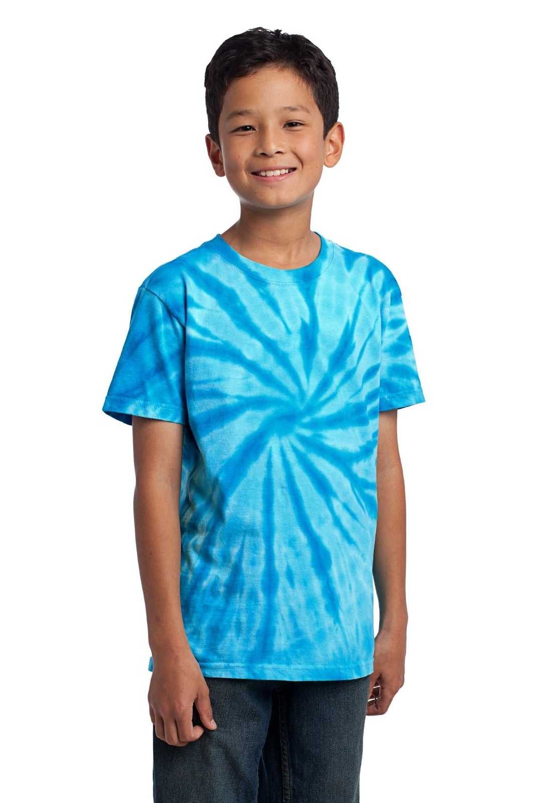 Port &amp; Company PC147Y Youth Tie-Dye Tee - Turquoise - HIT a Double - 4