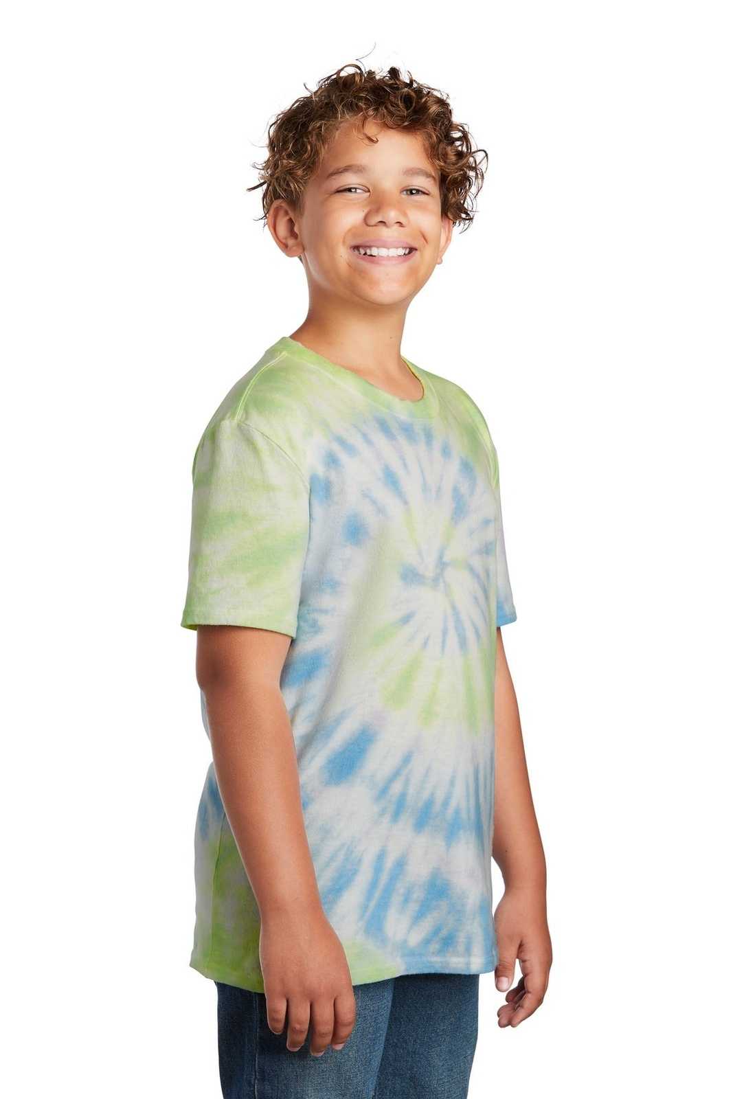Port &amp; Company PC147Y Youth Tie-Dye Tee - Watercolor Spiral - HIT a Double - 4