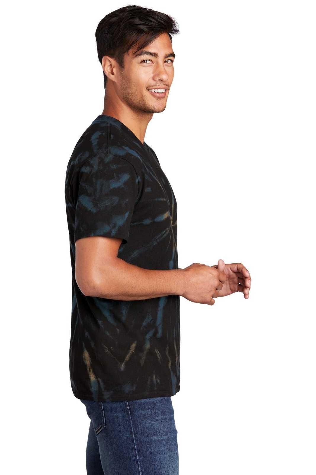 Port &amp; Company PC147 Tie-Dye Tee - Black Galaxy Spiral - HIT a Double - 3