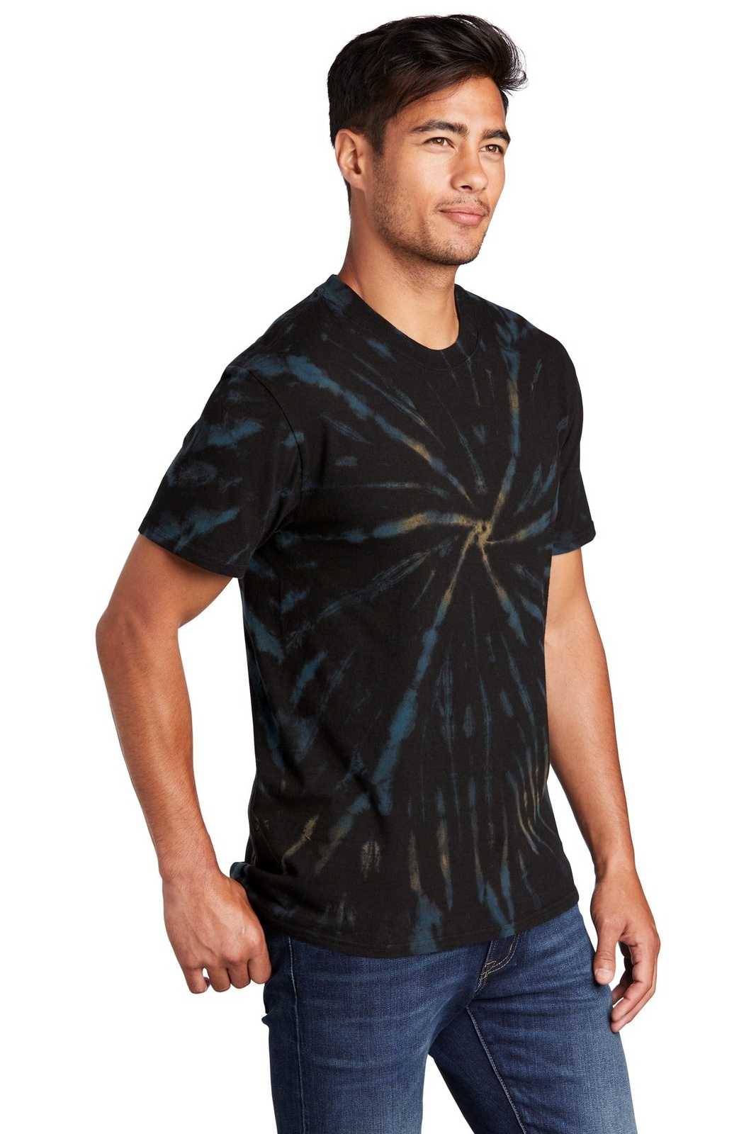 Port &amp; Company PC147 Tie-Dye Tee - Black Galaxy Spiral - HIT a Double - 4