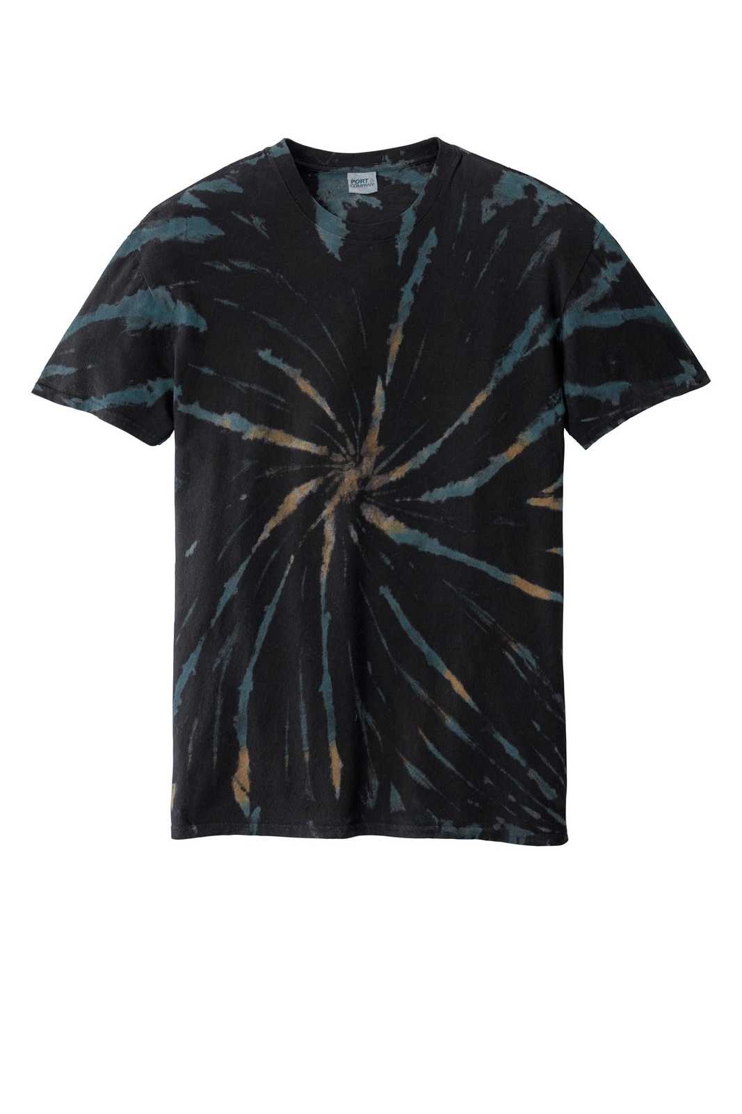 Port &amp; Company PC147 Tie-Dye Tee - Black Galaxy Spiral - HIT a Double - 5