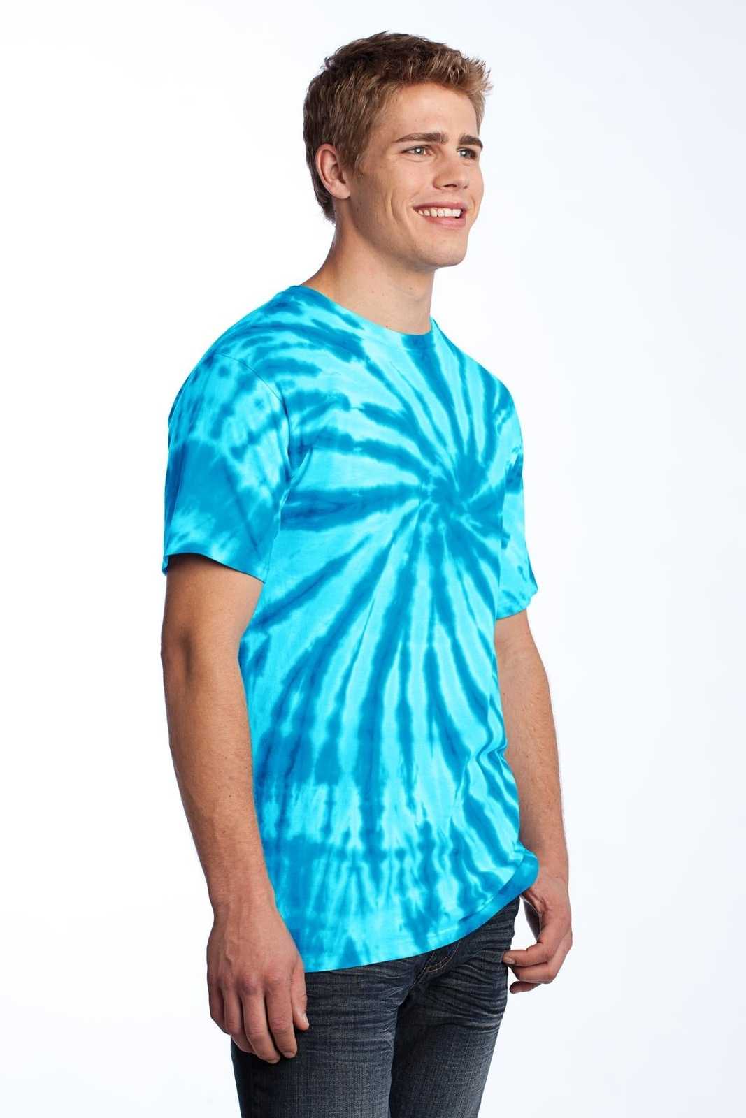 Port &amp; Company PC147 Tie-Dye Tee - Turquoise - HIT a Double - 4