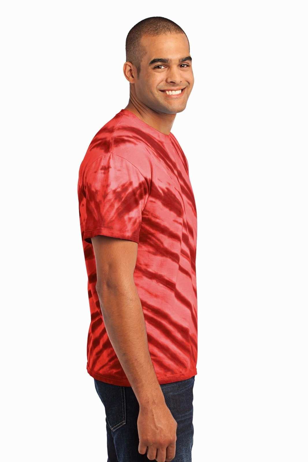 Port &amp; Company PC148 Tiger Stripe Tie-Dye Tee - Red - HIT a Double - 3