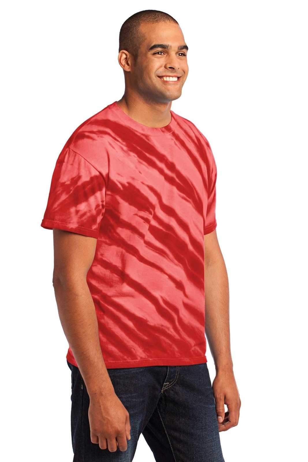 Port &amp; Company PC148 Tiger Stripe Tie-Dye Tee - Red - HIT a Double - 4