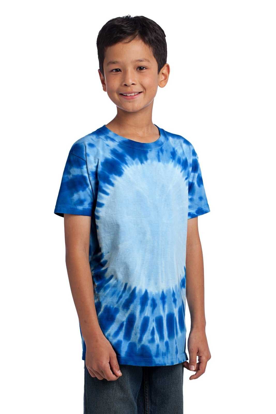 Port &amp; Company PC149Y Youth Window Tie-Dye Tee - Royal - HIT a Double - 4