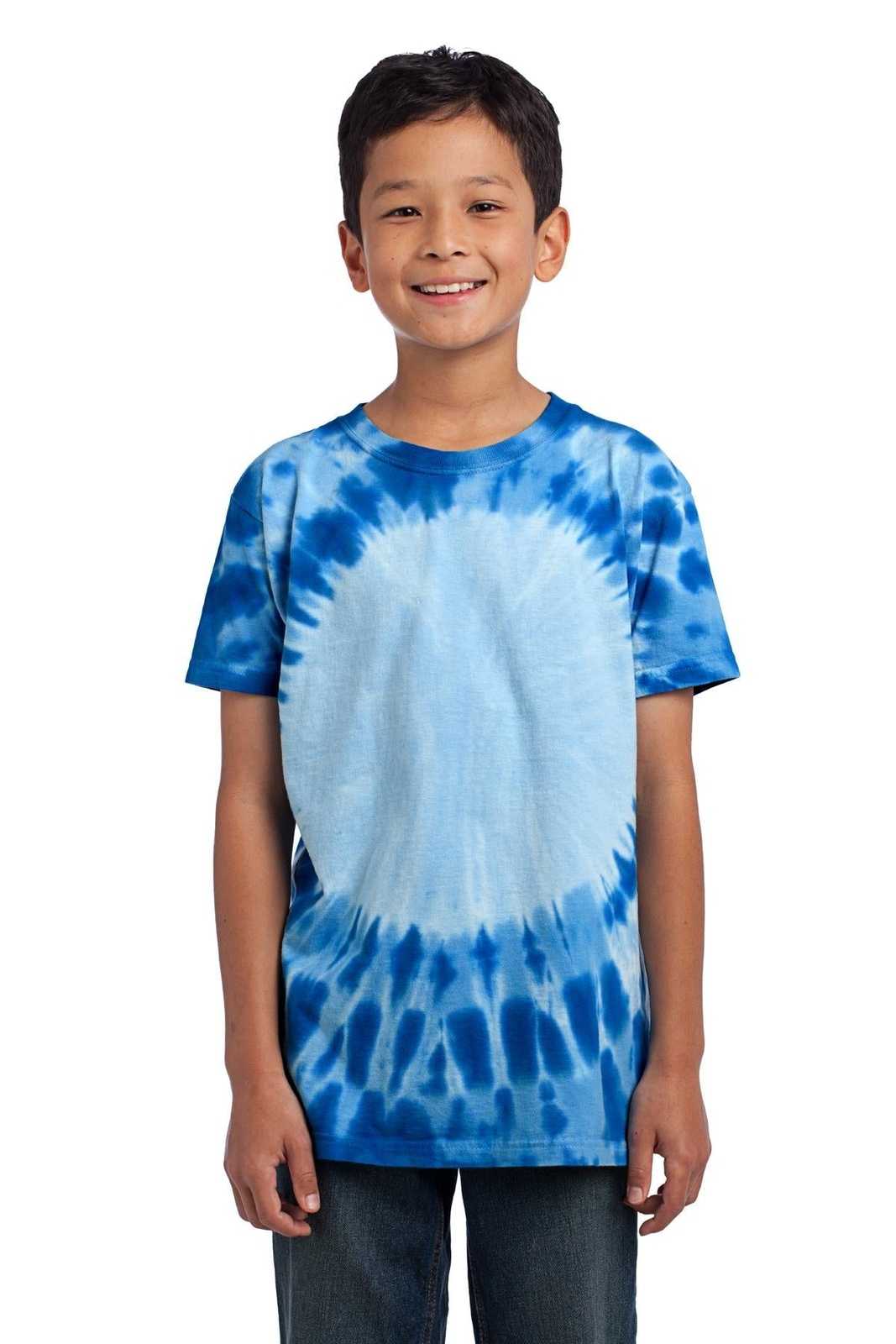 Port &amp; Company PC149Y Youth Window Tie-Dye Tee - Royal - HIT a Double - 1