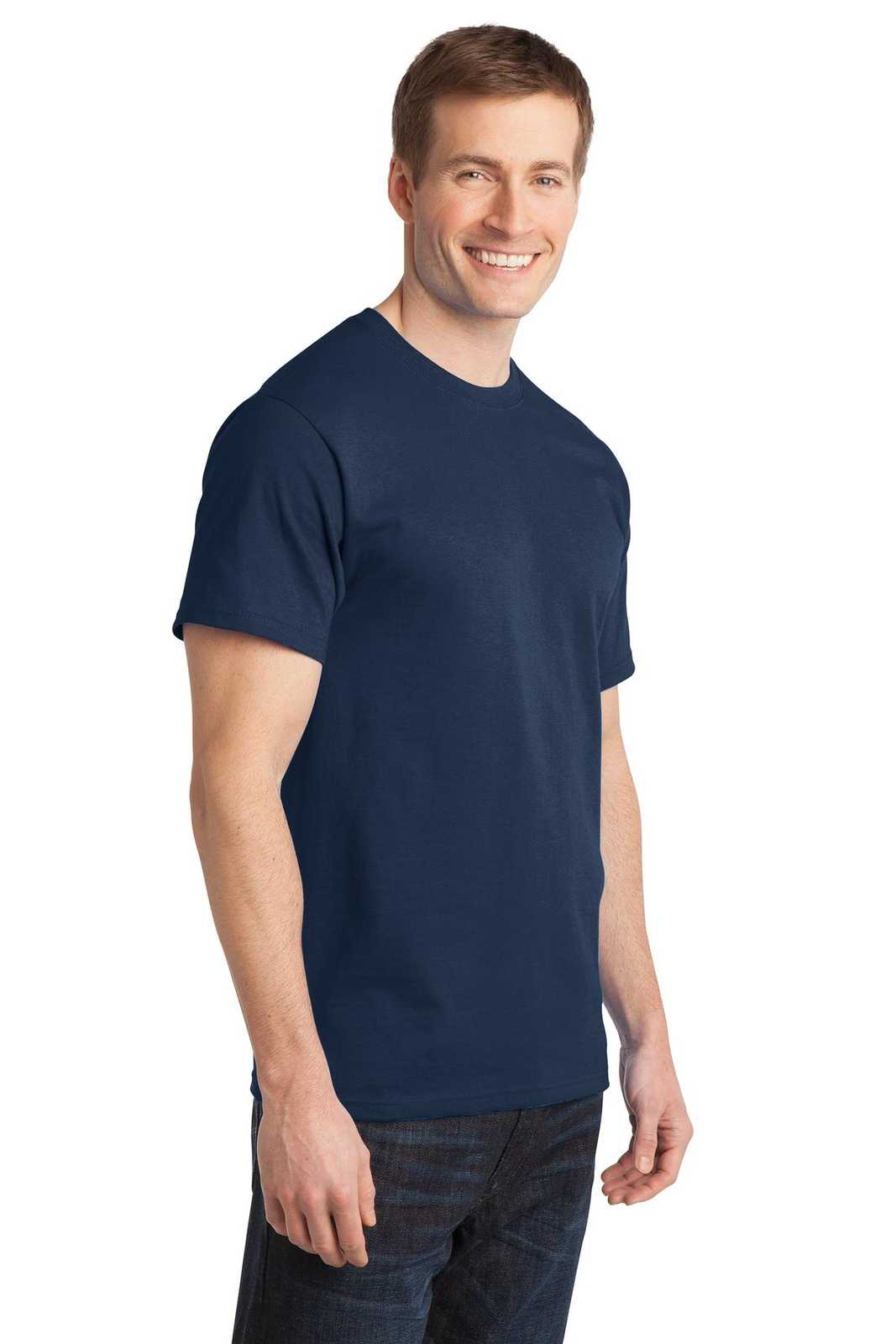 Port &amp; Company PC150 Ring Spun Cotton Tee - Navy - HIT a Double - 4
