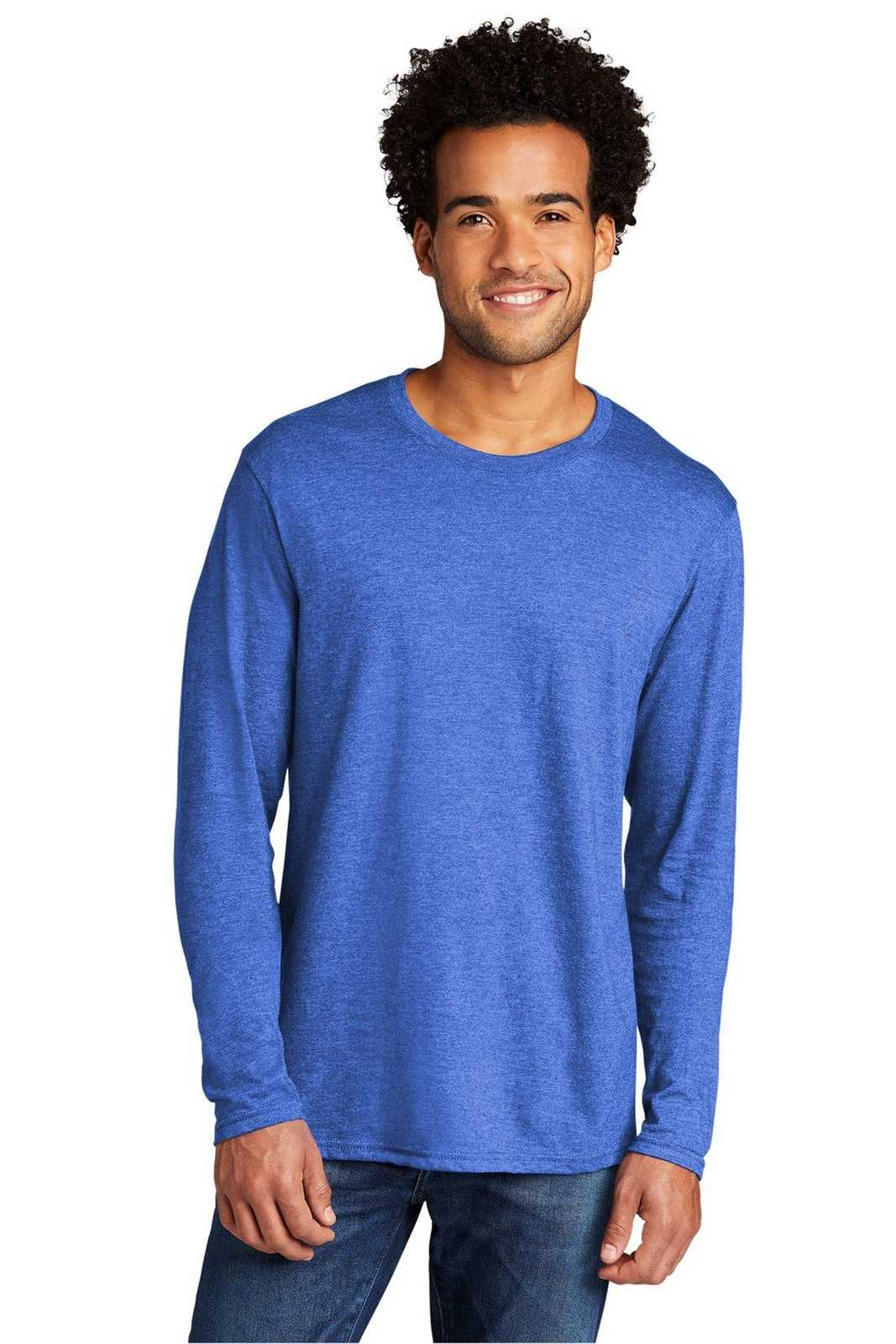 Port &amp; Company PC330LS Tri-Blend Long Sleeve Tee - Heather Royal - HIT a Double - 1