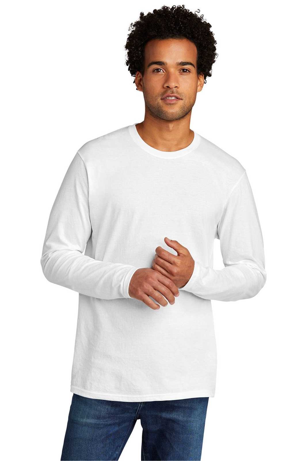 Port &amp; Company PC330LS Tri-Blend Long Sleeve Tee - White - HIT a Double - 1