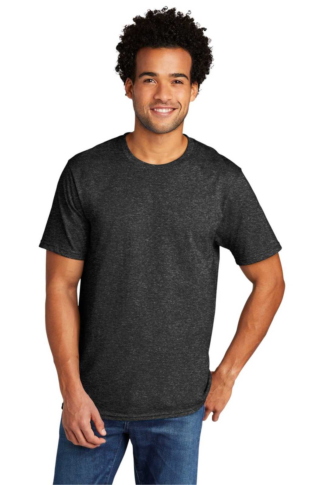 Port &amp; Company PC330 Tri-Blend Tee - Black Heather - HIT a Double - 1