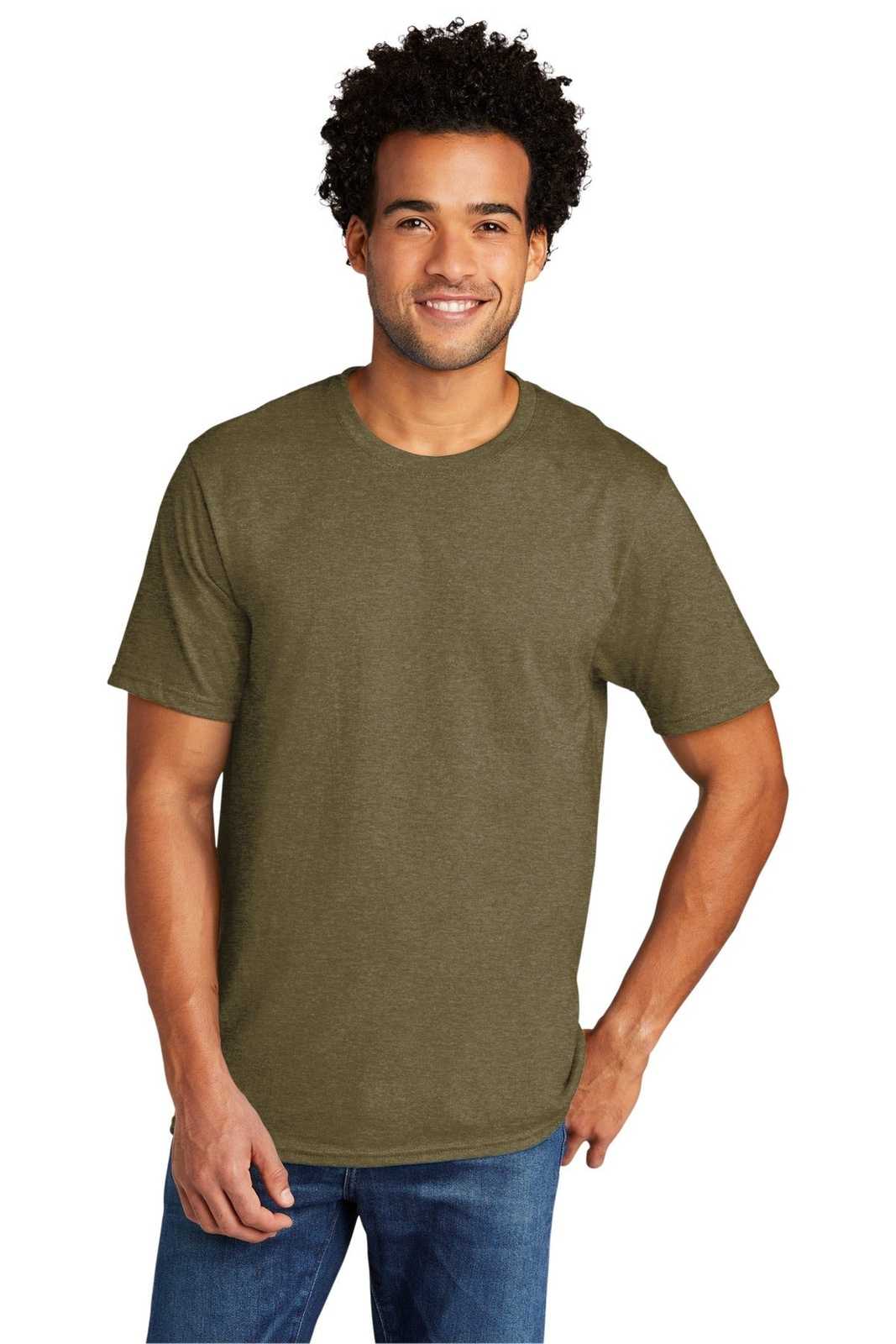 Port &amp; Company PC330 Tri-Blend Tee - Coyote Brown Heather - HIT a Double - 1