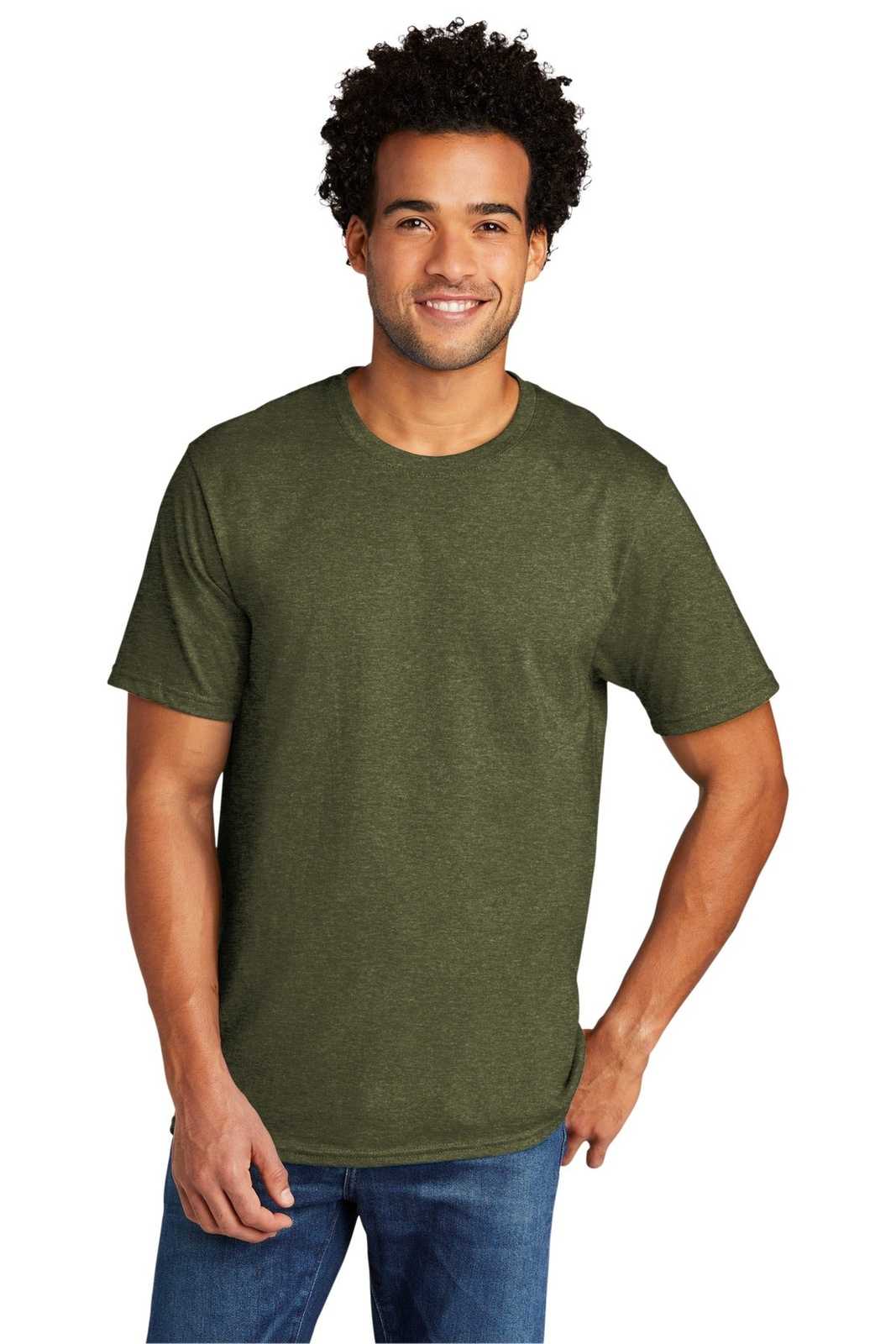 Port &amp; Company PC330 Tri-Blend Tee - Military Green Heather - HIT a Double - 1