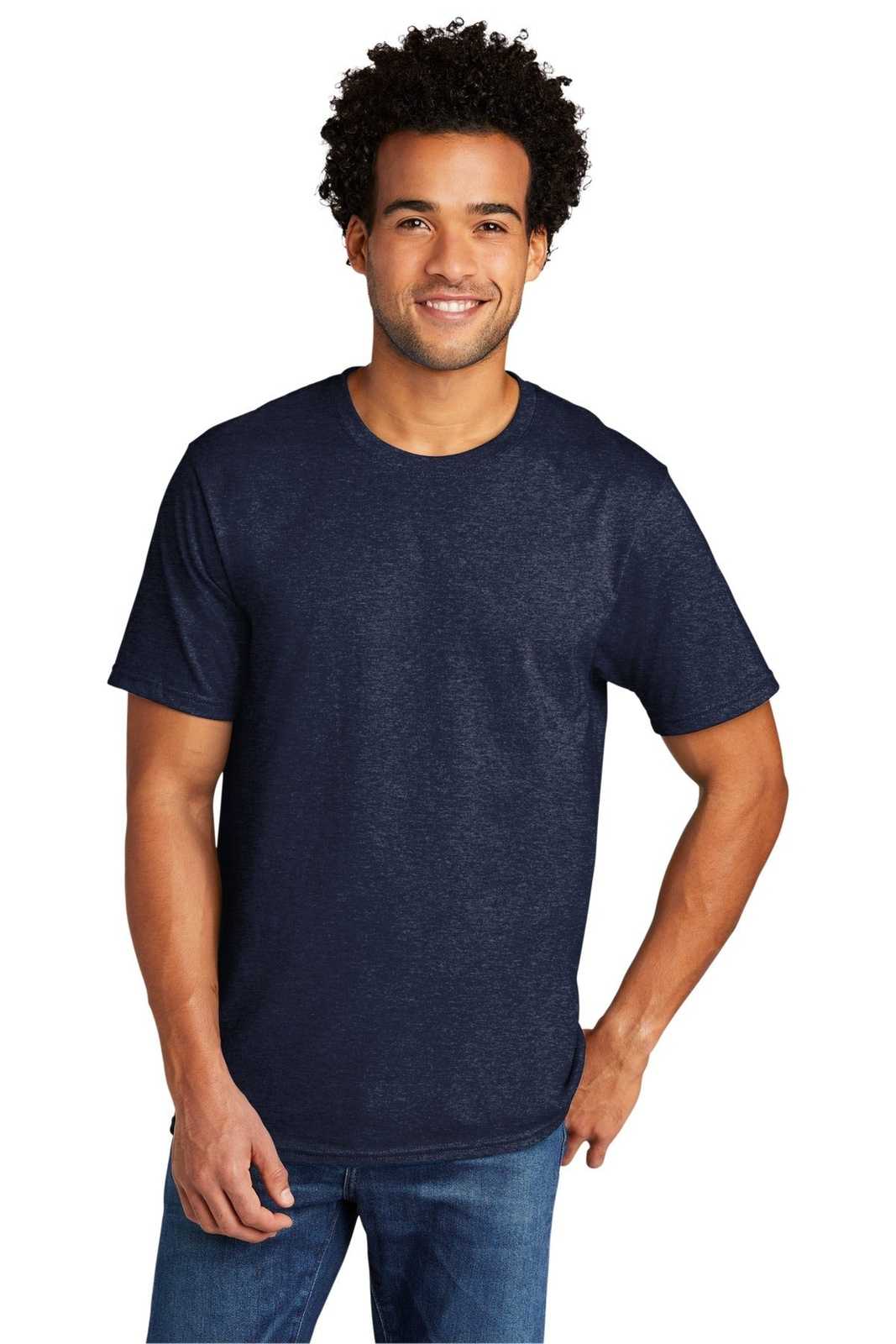 Port &amp; Company PC330 Tri-Blend Tee - Team Navy Heather - HIT a Double - 1