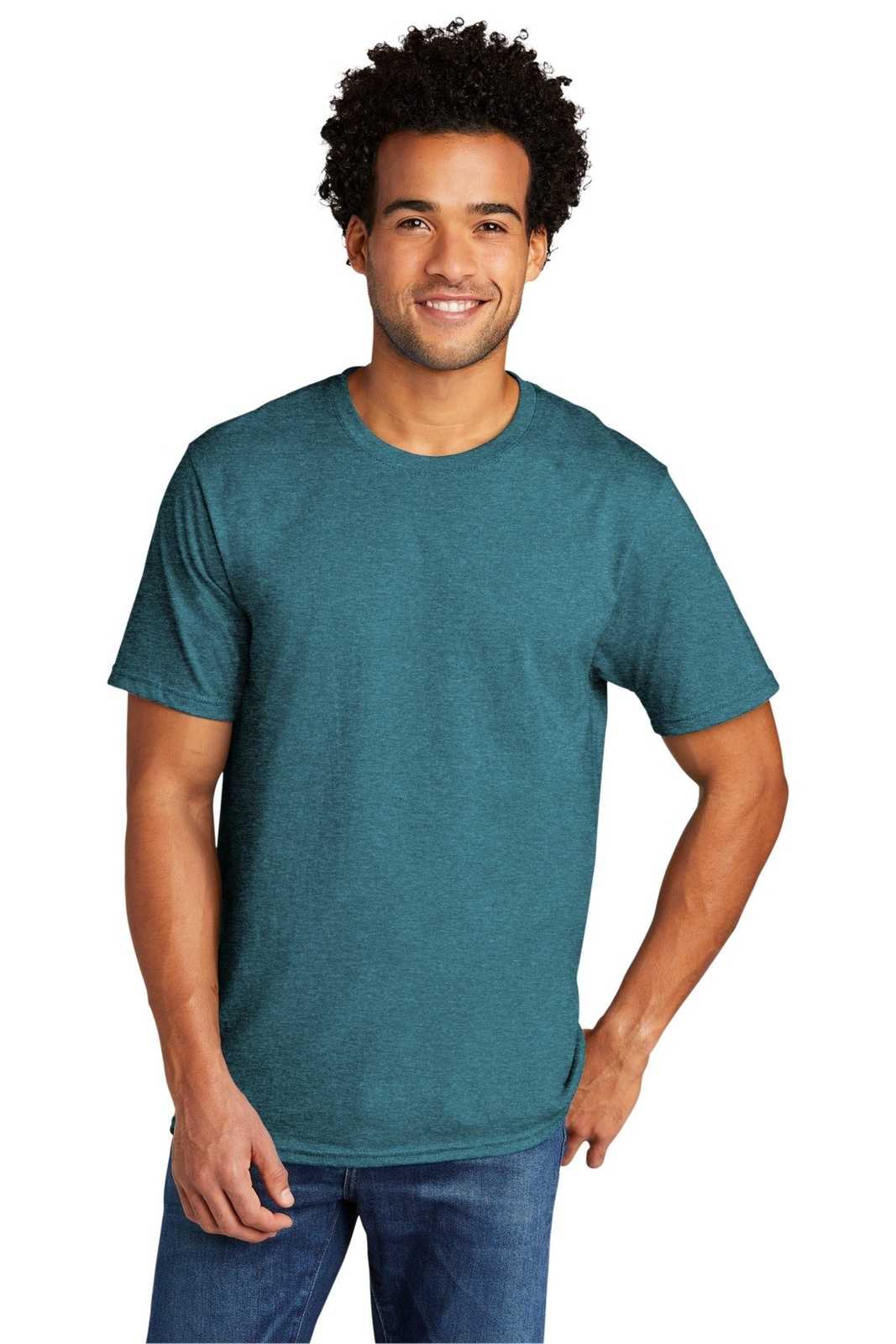 Port &amp; Company PC330 Tri-Blend Tee - Vivid Teal Heather - HIT a Double - 1