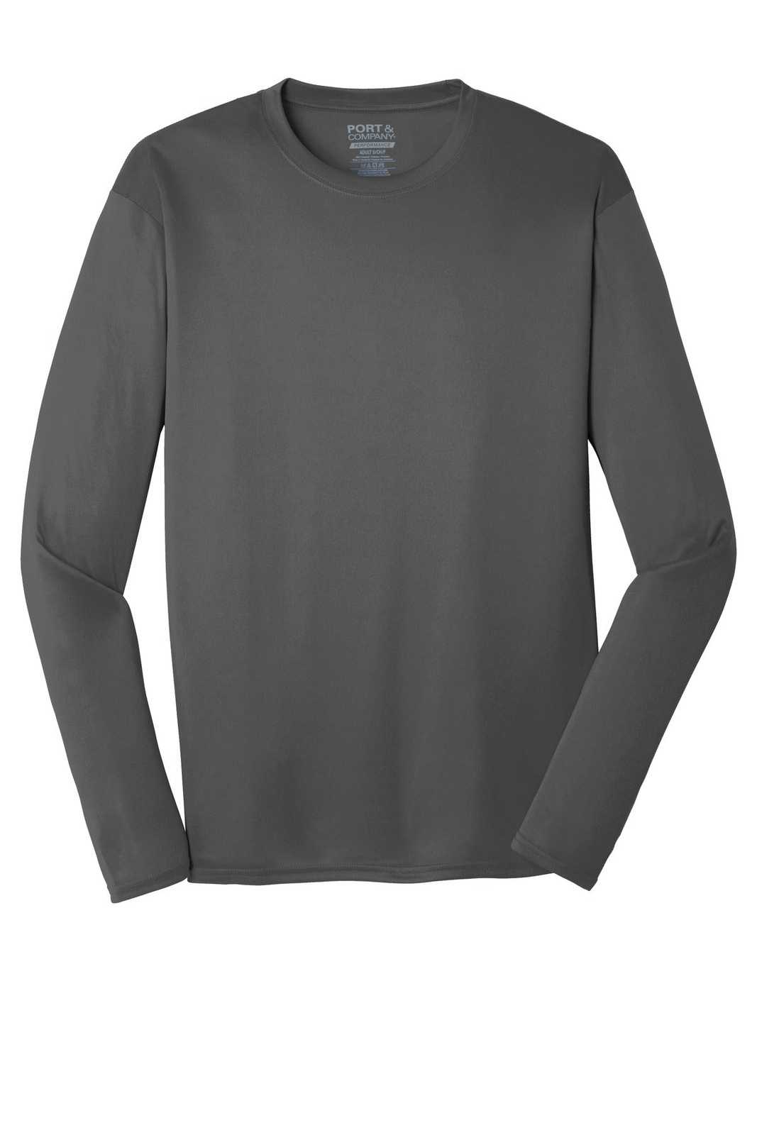 Port &amp; Company PC380LS Long Sleeve Performance Tee - Charcoal - HIT a Double - 5